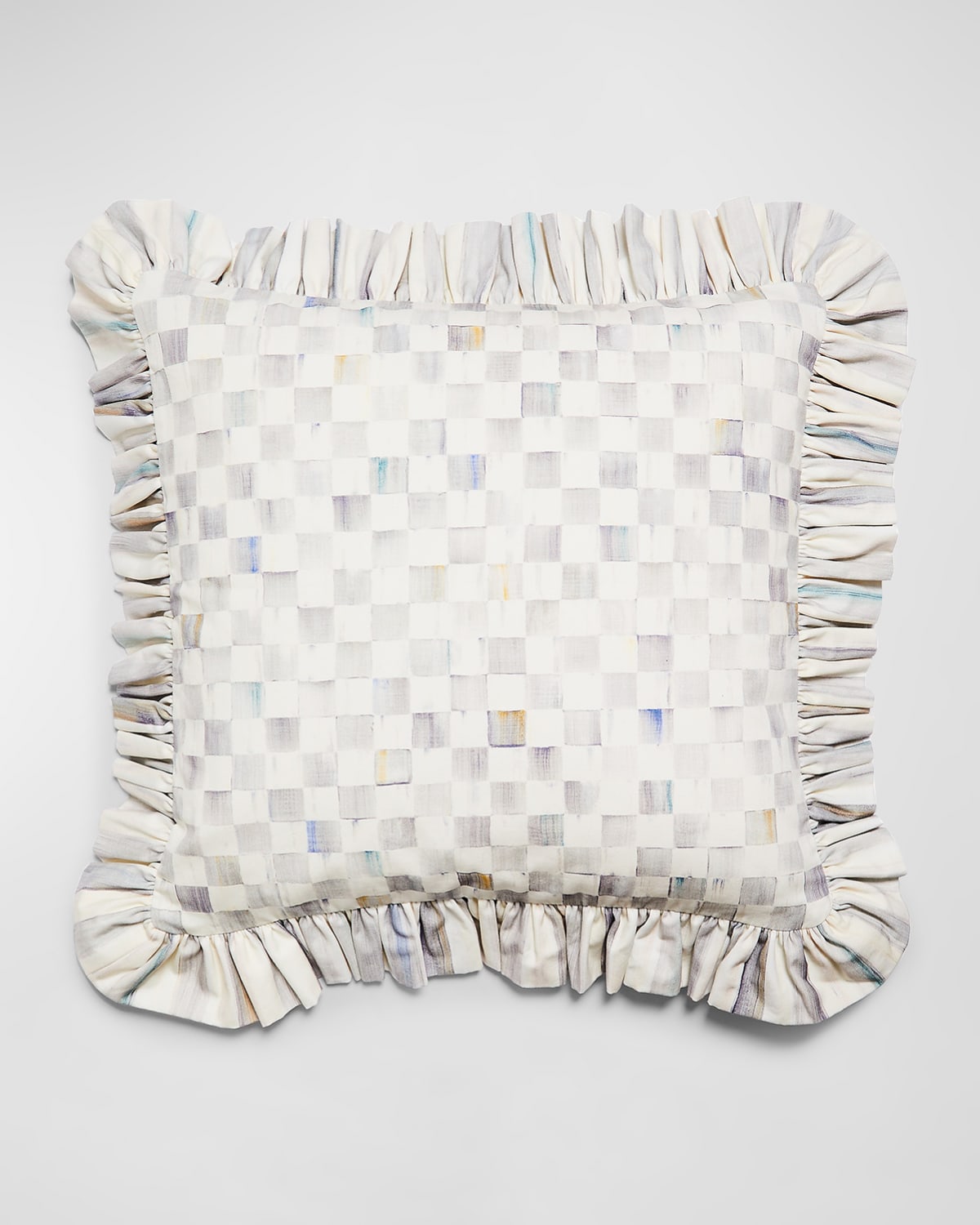 MACKENZIE-CHILDS STERLING CHECK RUFFLE THROW PILLOW 