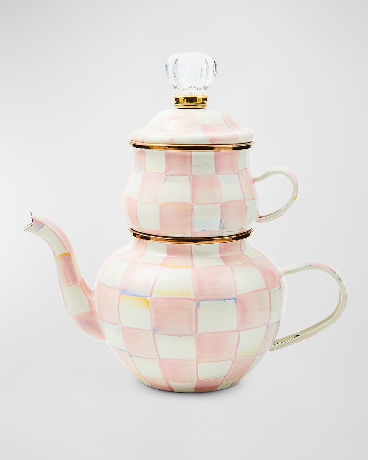 Mackenzie-childs Rosy Check High Tea Set