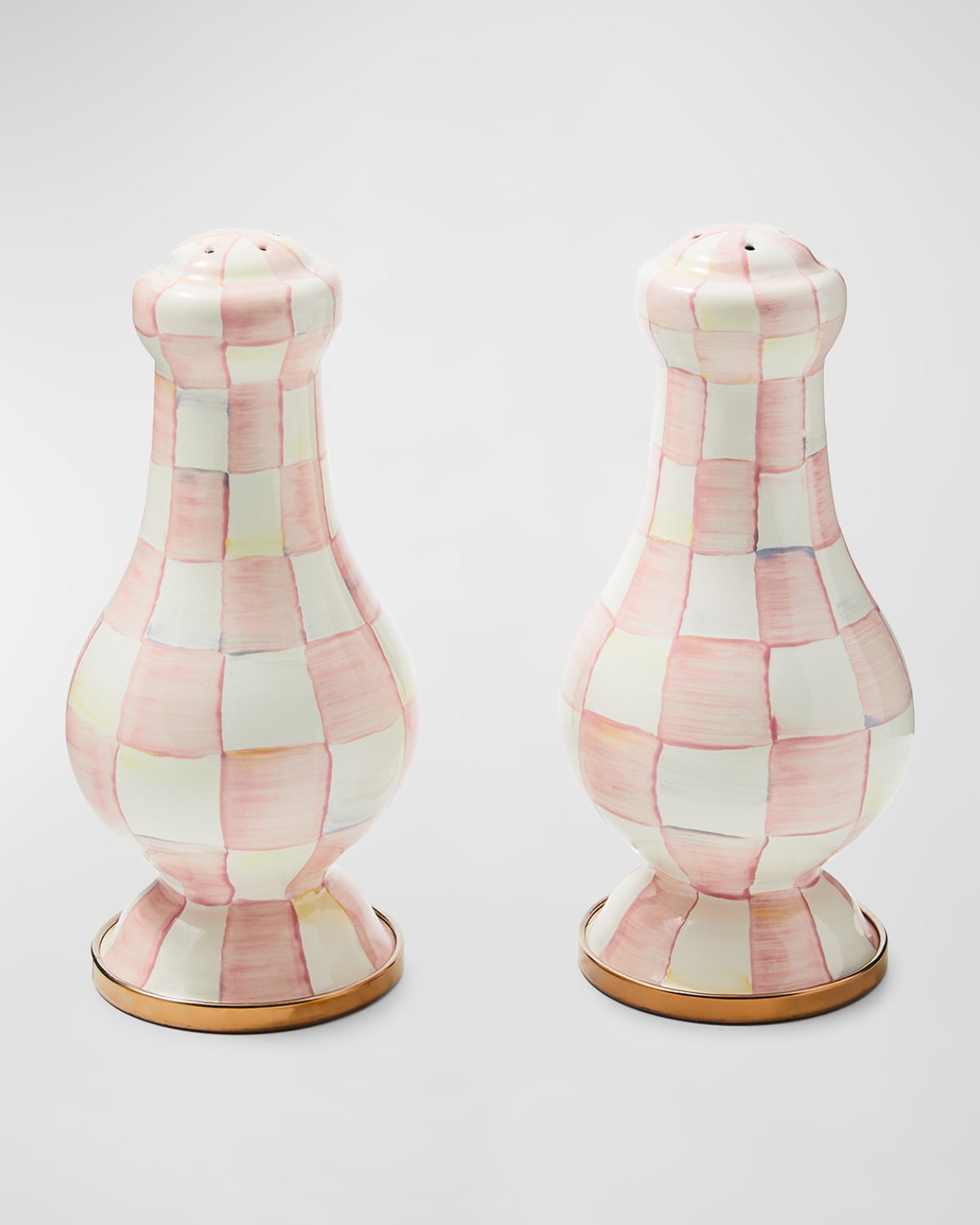Mackenzie-childs Rosy Check Large Salt & Pepper Shakers