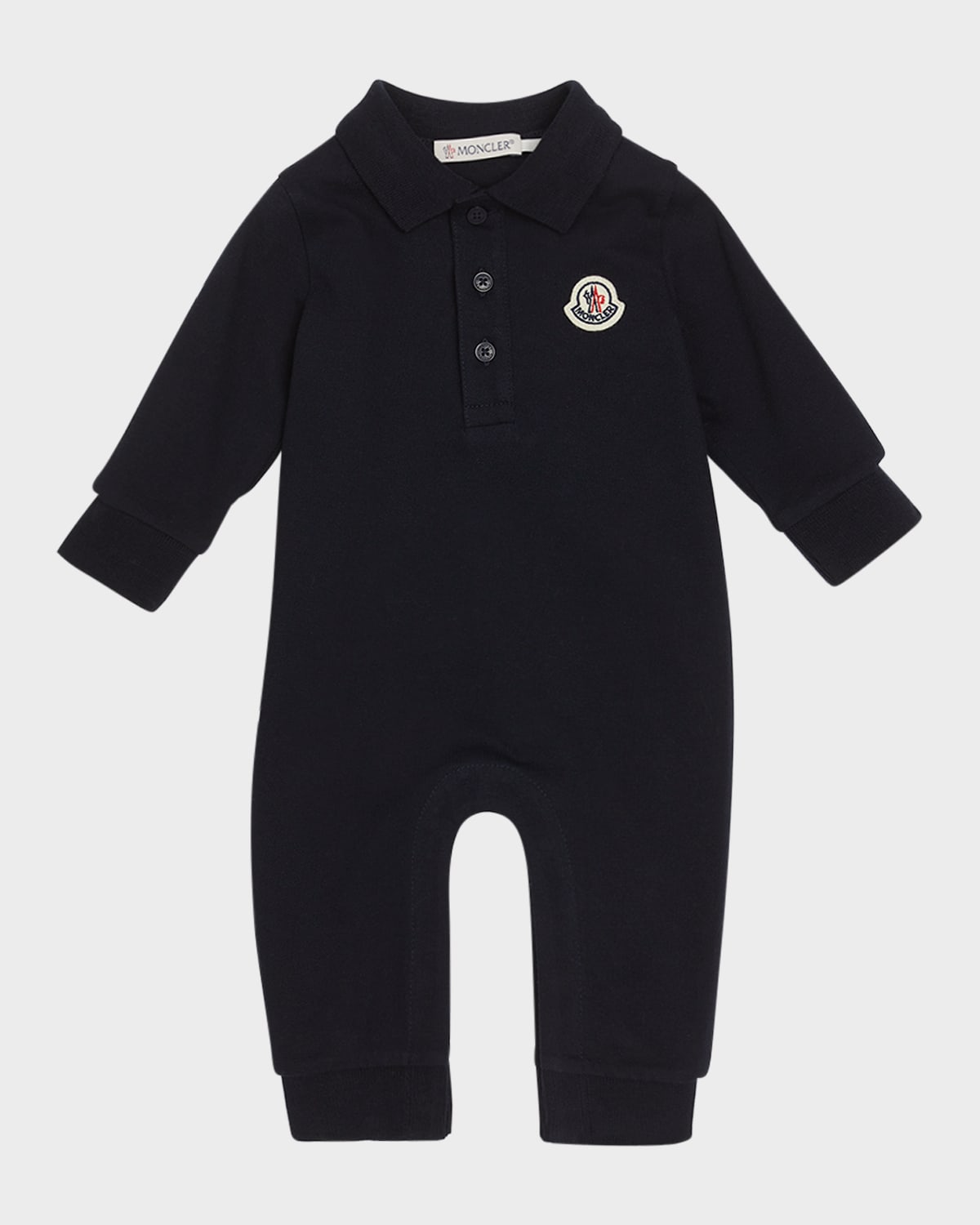 Boy's Logo-Print Polo Romper, Size Newborn-24M
