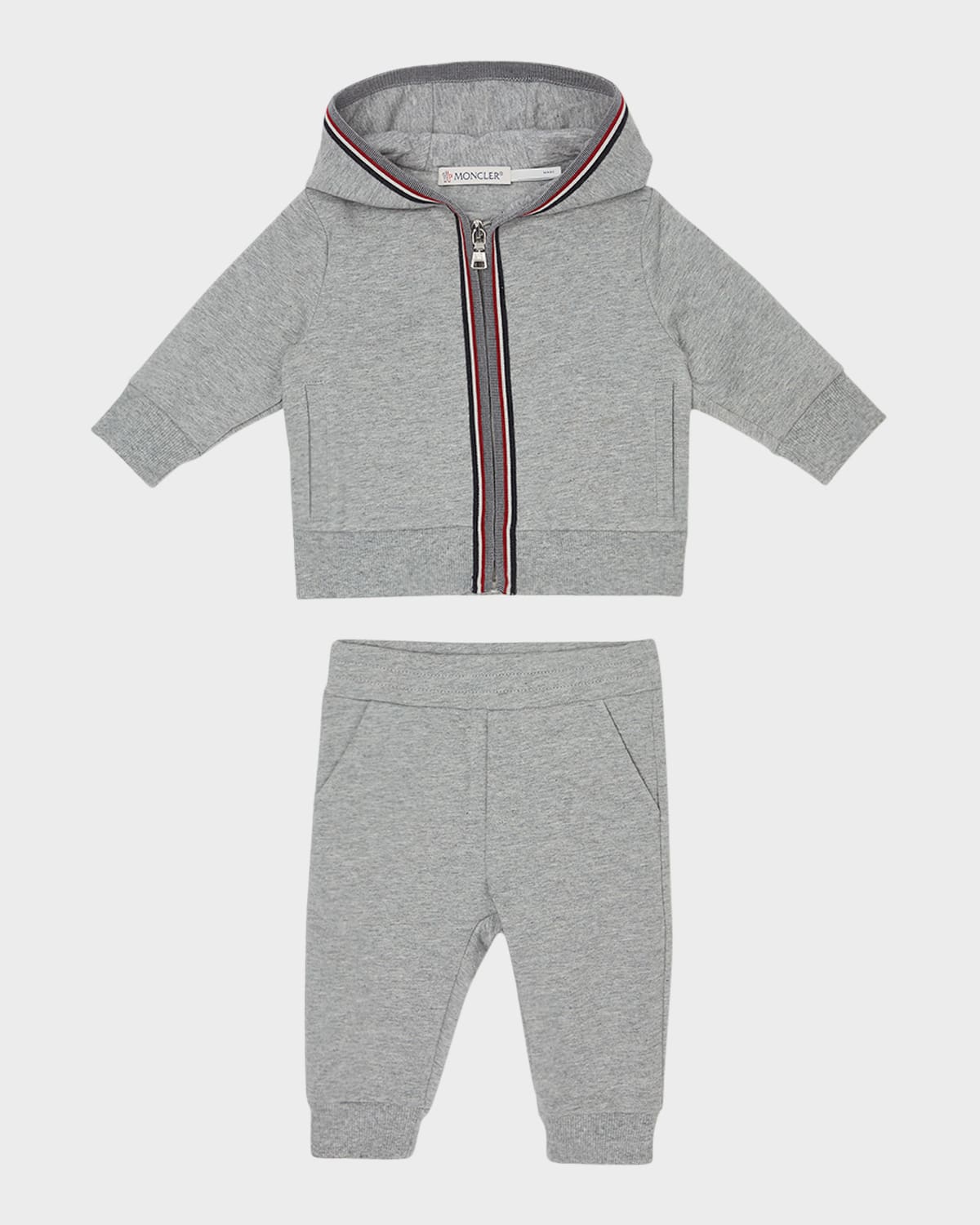 Moncler Striped-trim Logo Patch Tracksuit In Grey