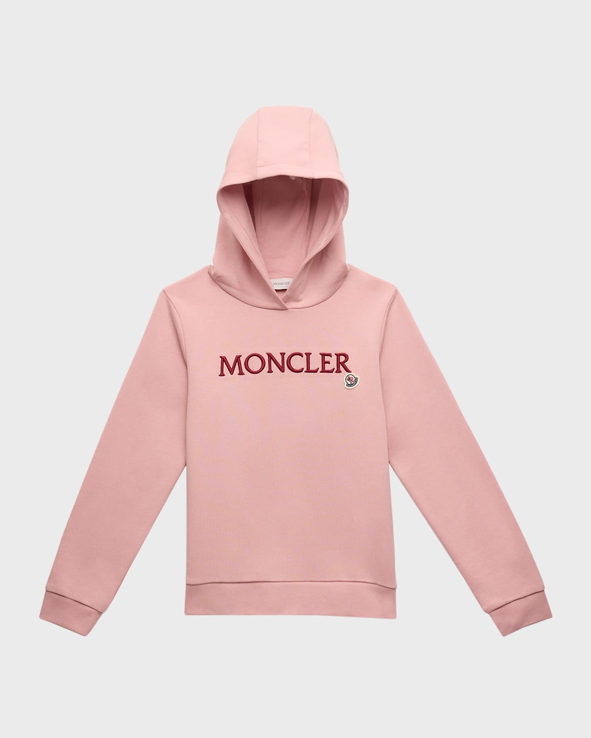 Moncler Kids' Girl's Embroidered Logo-print Hoodie In Pink