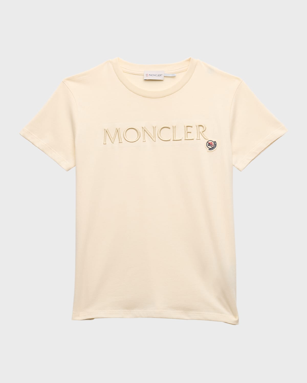 Moncler Girl's Embroidered Logo-print T-shirt In White