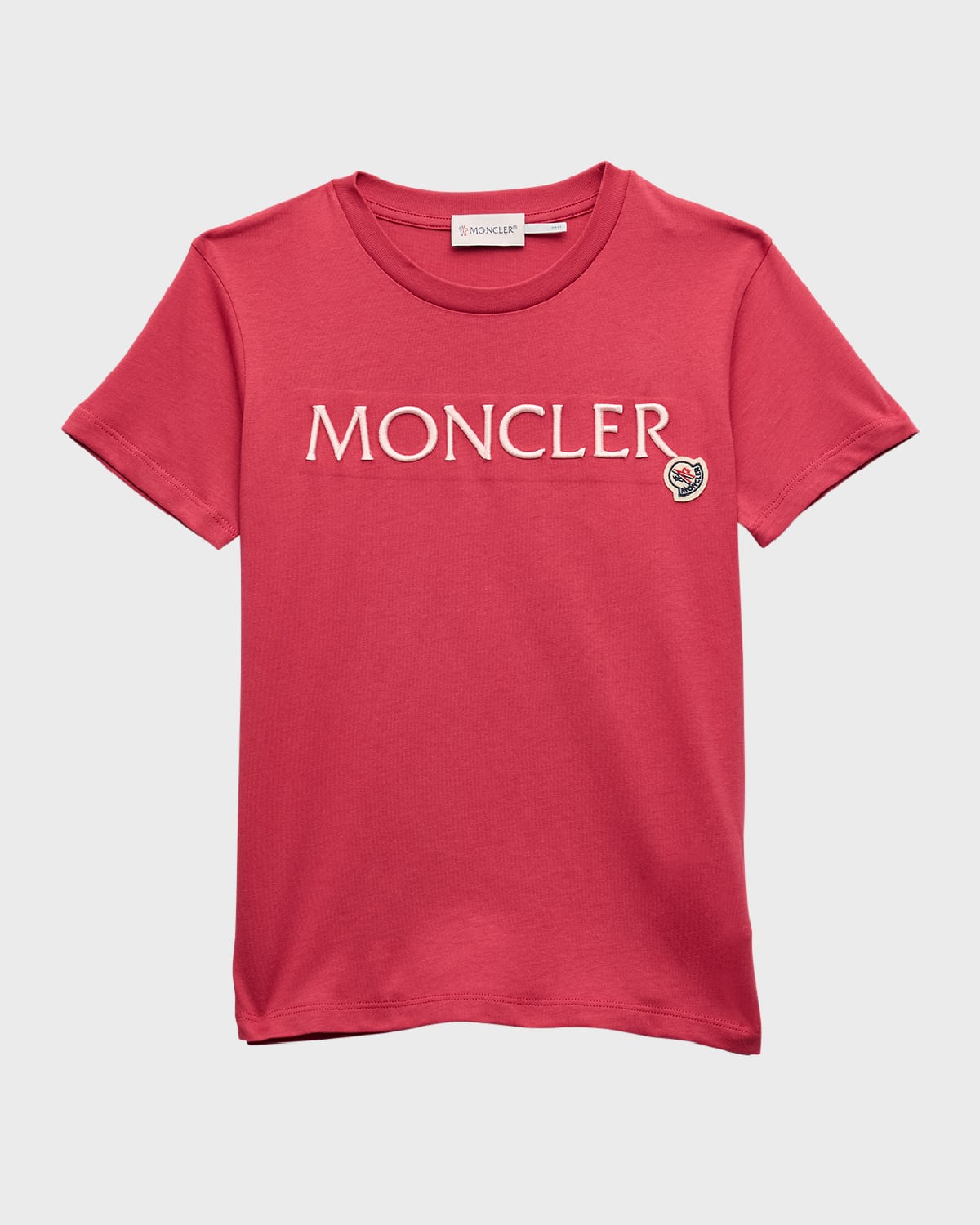 Moncler Kids' Girl's Embroidered Logo-print T-shirt In Pink