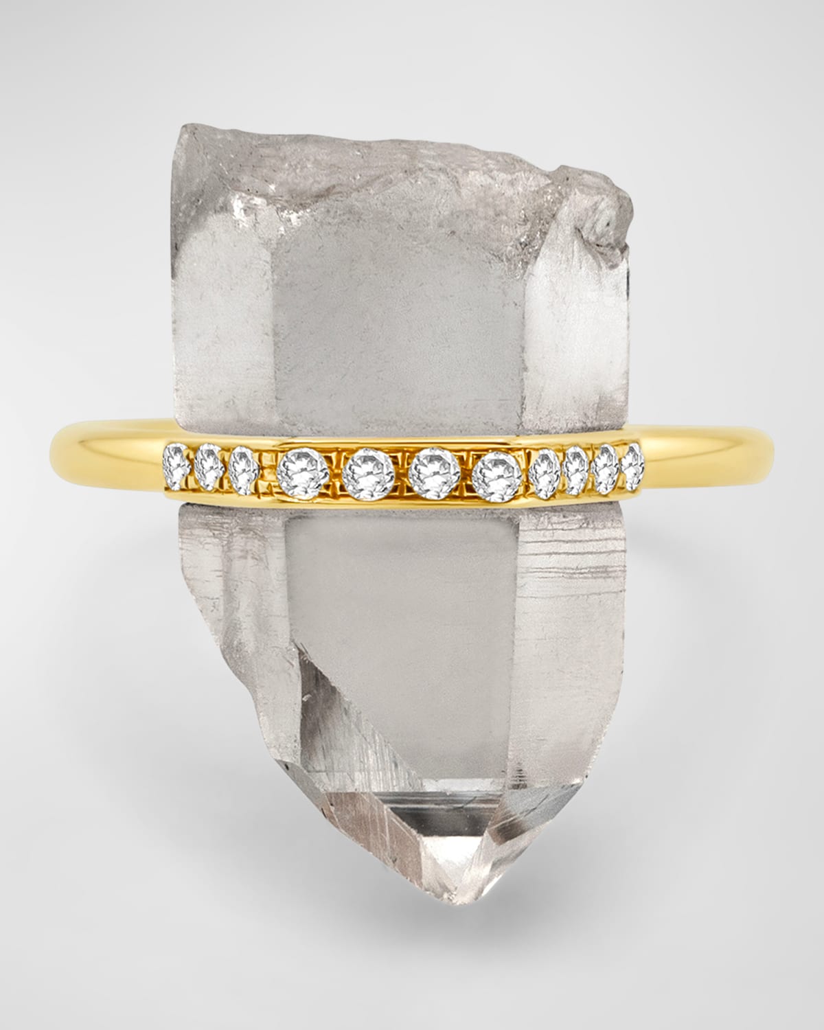 Crystal Quartz Diamond Bar Statement Ring