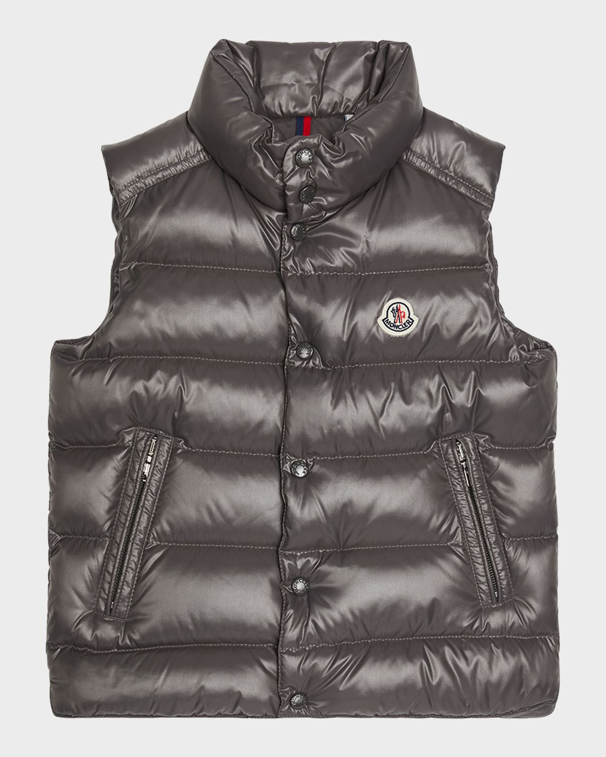 Moncler Boy's Tib Logo Quilted Vest In Charcoal