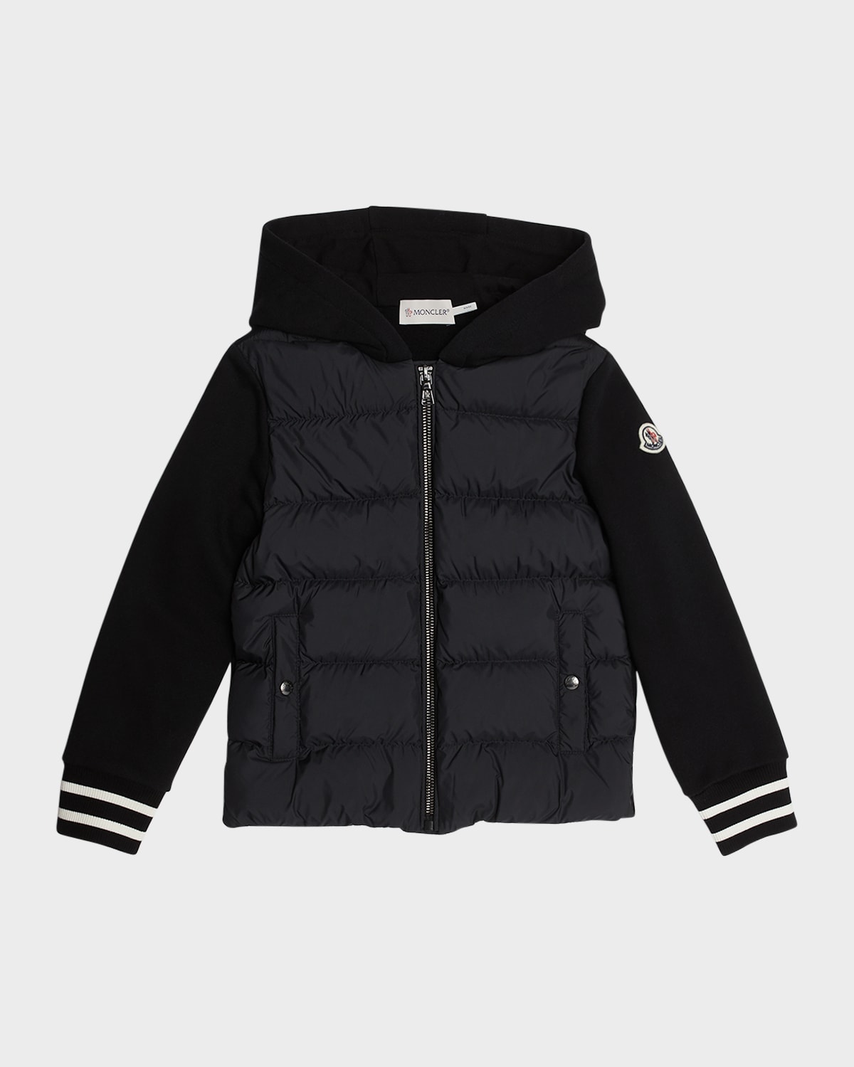 Moncler Jacket In Fleece With Padded Panel In Black