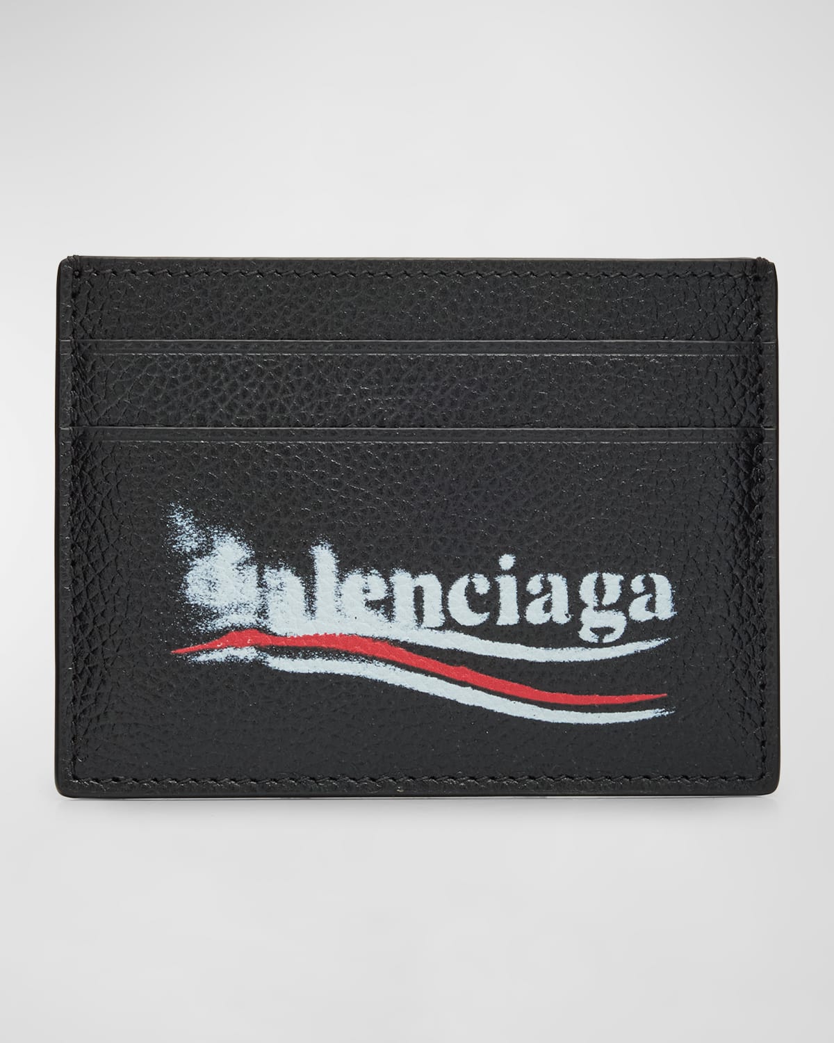 Shop Balenciaga Men's Cash Leather Card Holder In 1000 Black