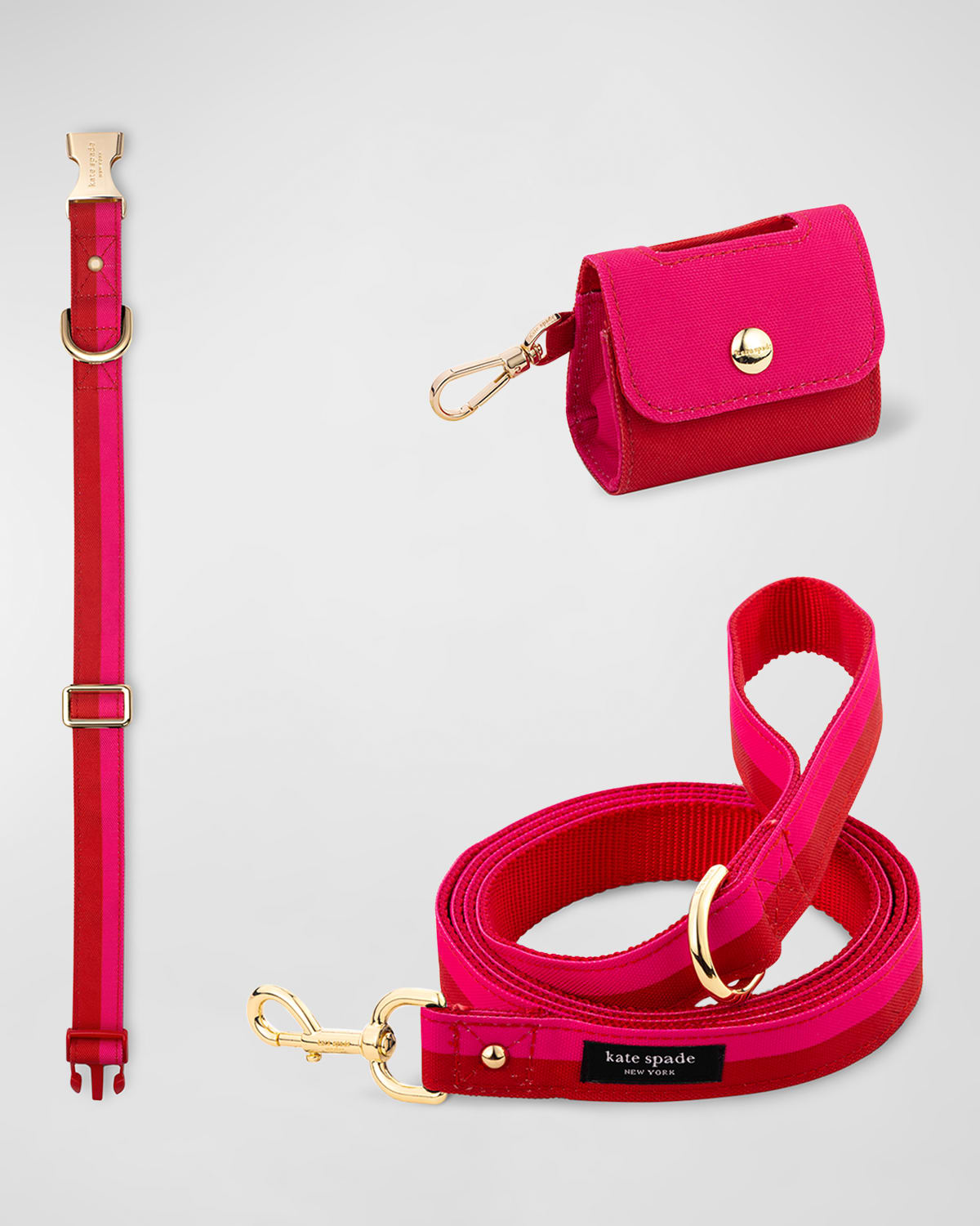 Kate Spade Red And Pink Dog Accessories Set (large)