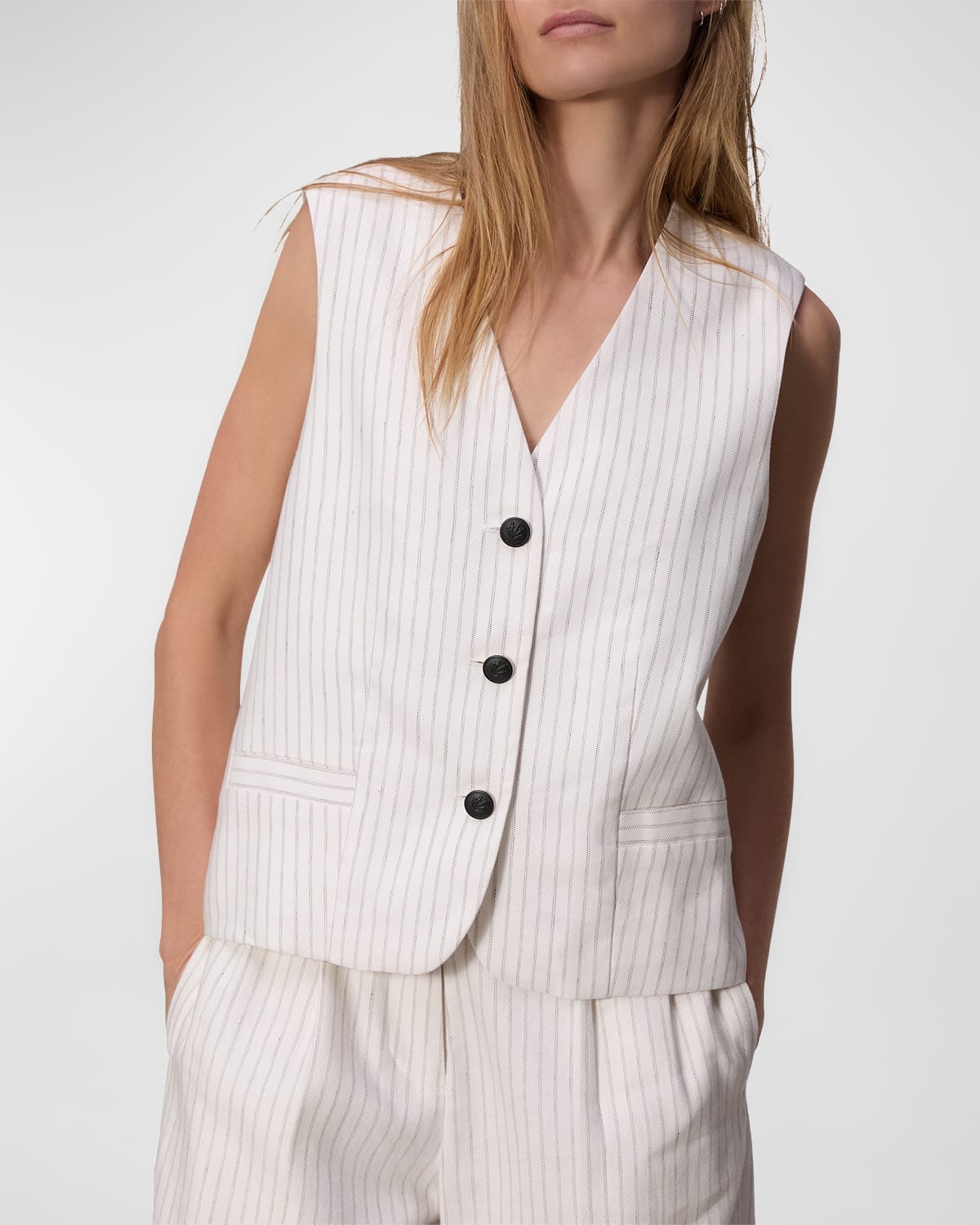Shop Rag & Bone Erin Linen Vest In Whtstripe
