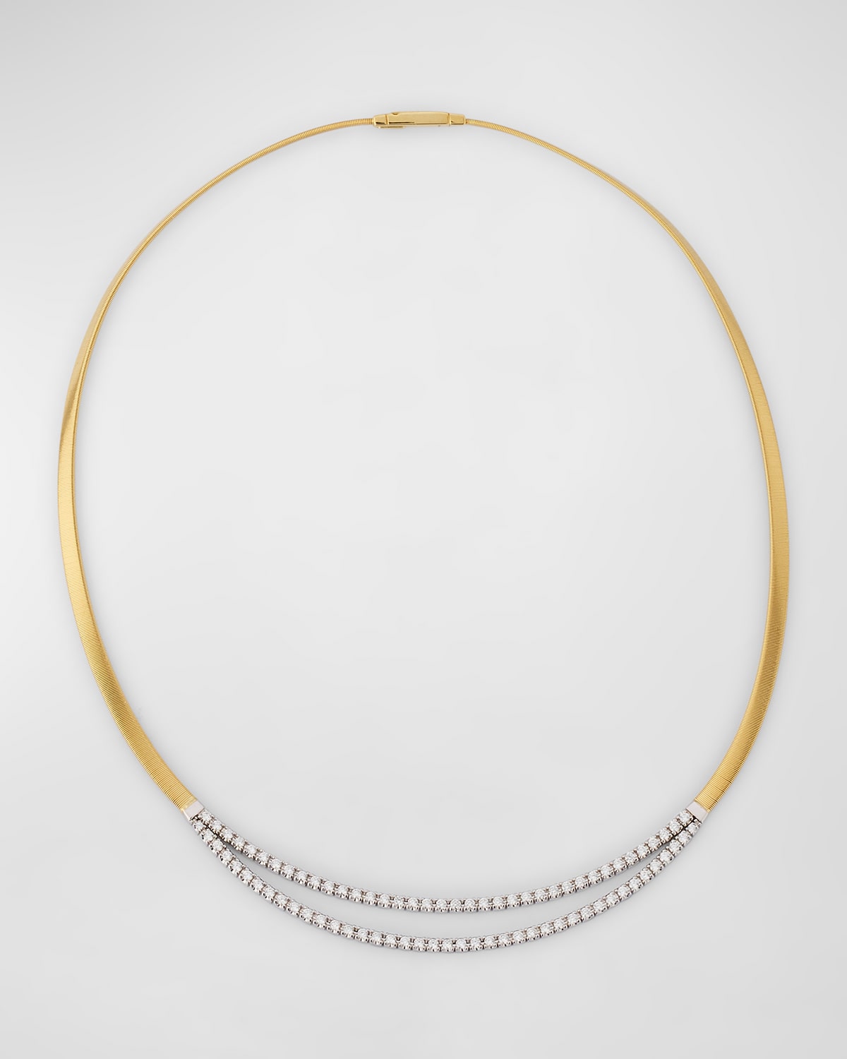 18K Yellow Gold Masai Two Strand Pave Diamond Necklace