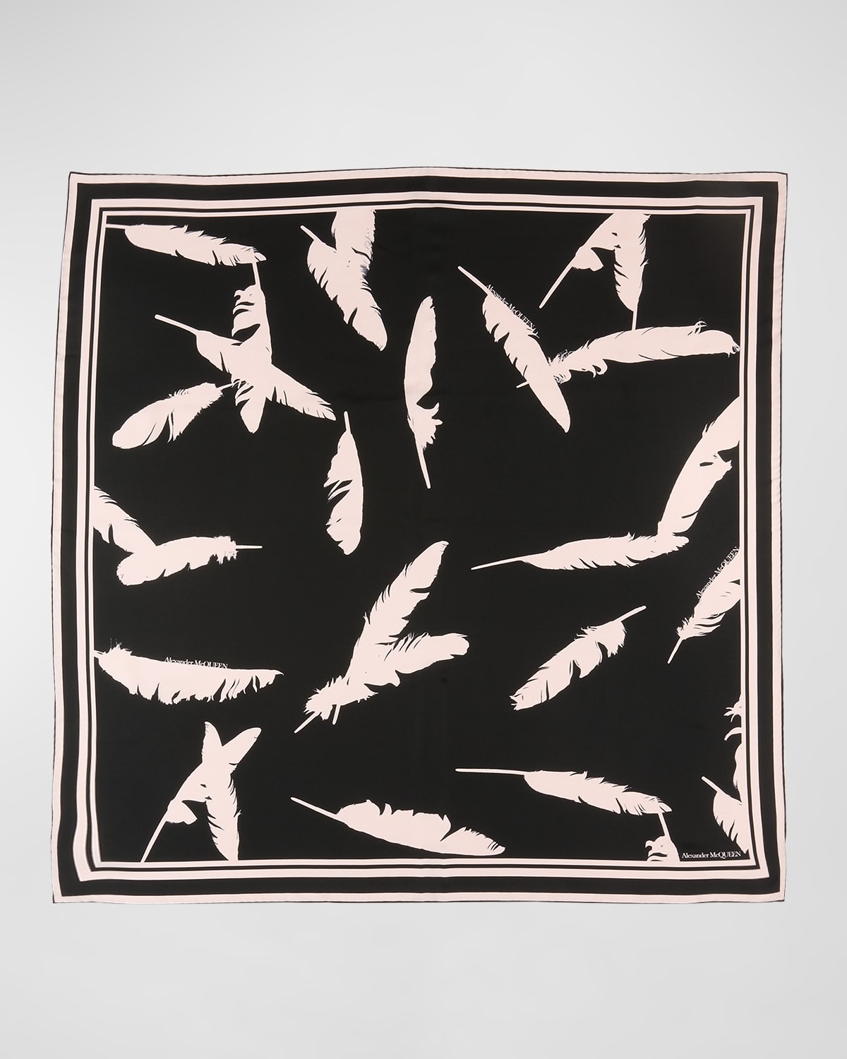 Feather Silk Twill Square Scarf
