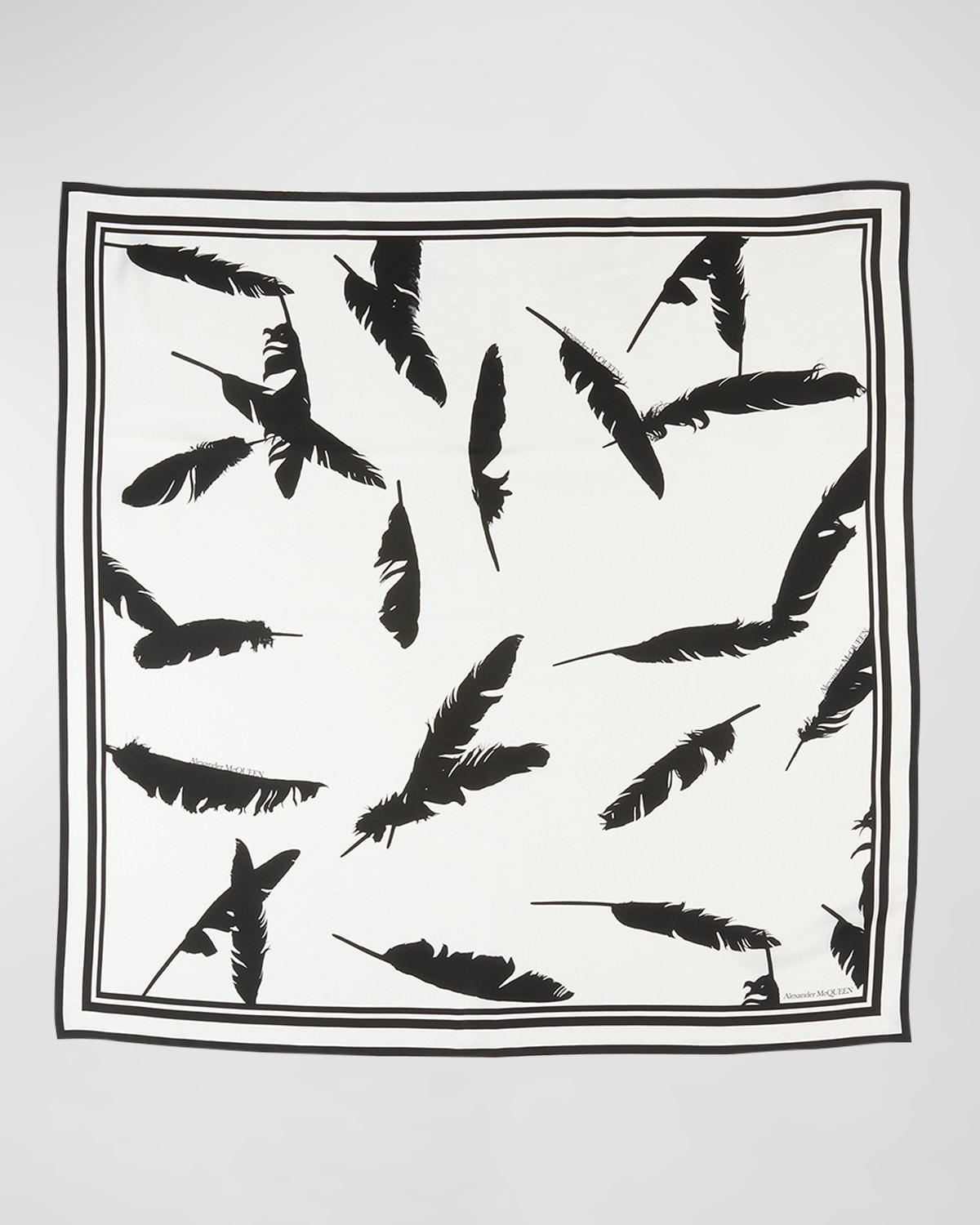 Feather Silk Twill Square Scarf