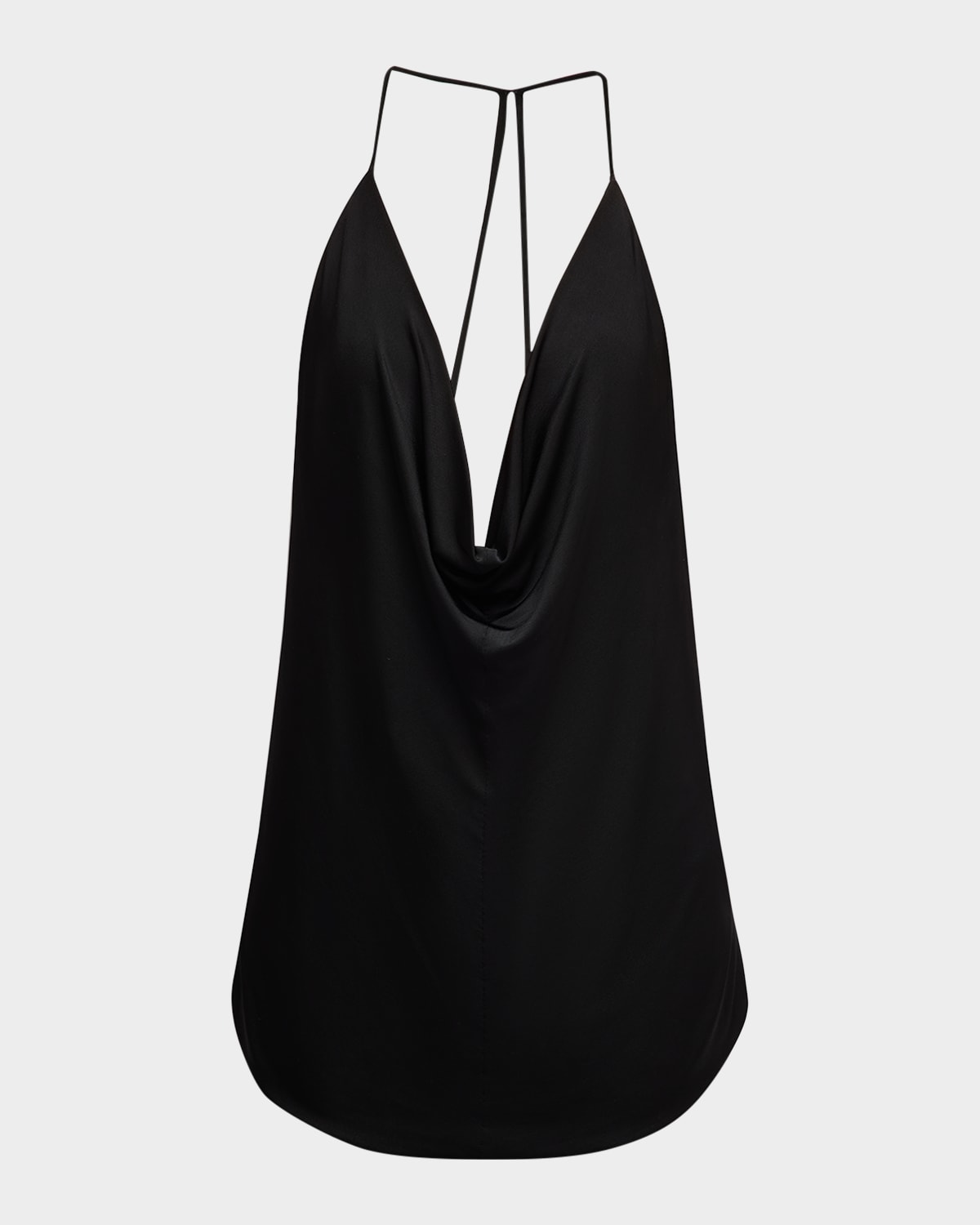 Plunging Cowl Backless Stretch Jersey Tank Top