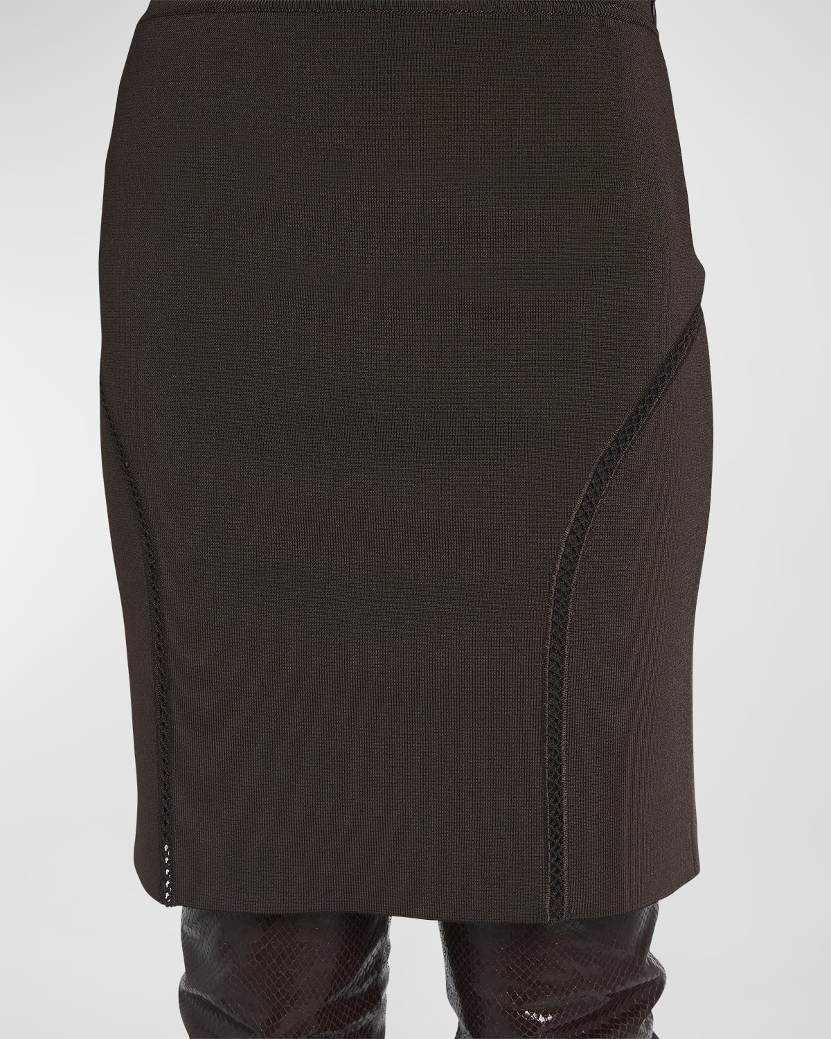 Embroidered Compact Slinky Viscose Pencil Skirt