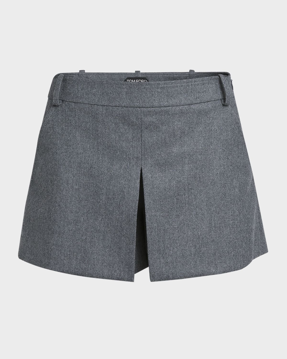 Pleated Compact Virgin Wool Skort