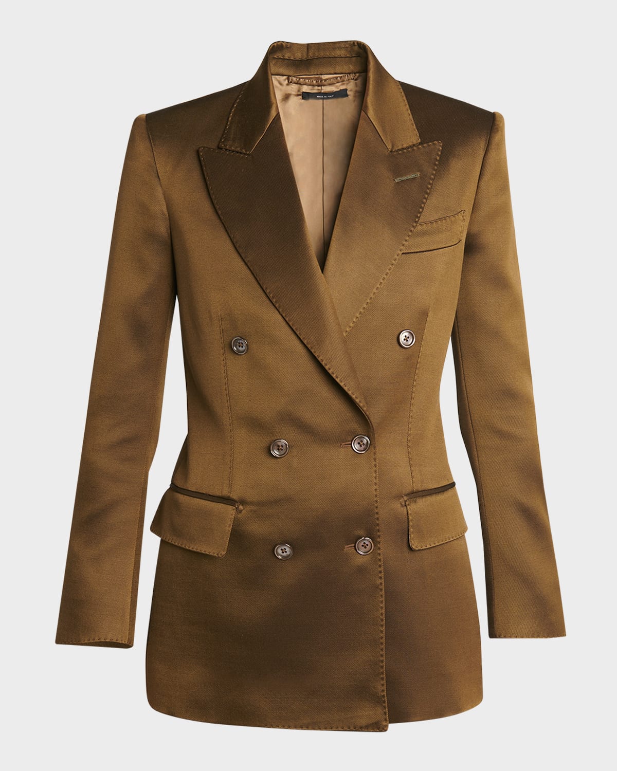 Silk-Wool Twill Double-Breasted Jacket