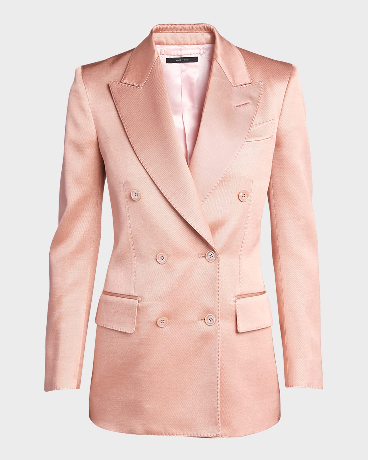 Silk-Wool Twill Double-Breasted Jacket