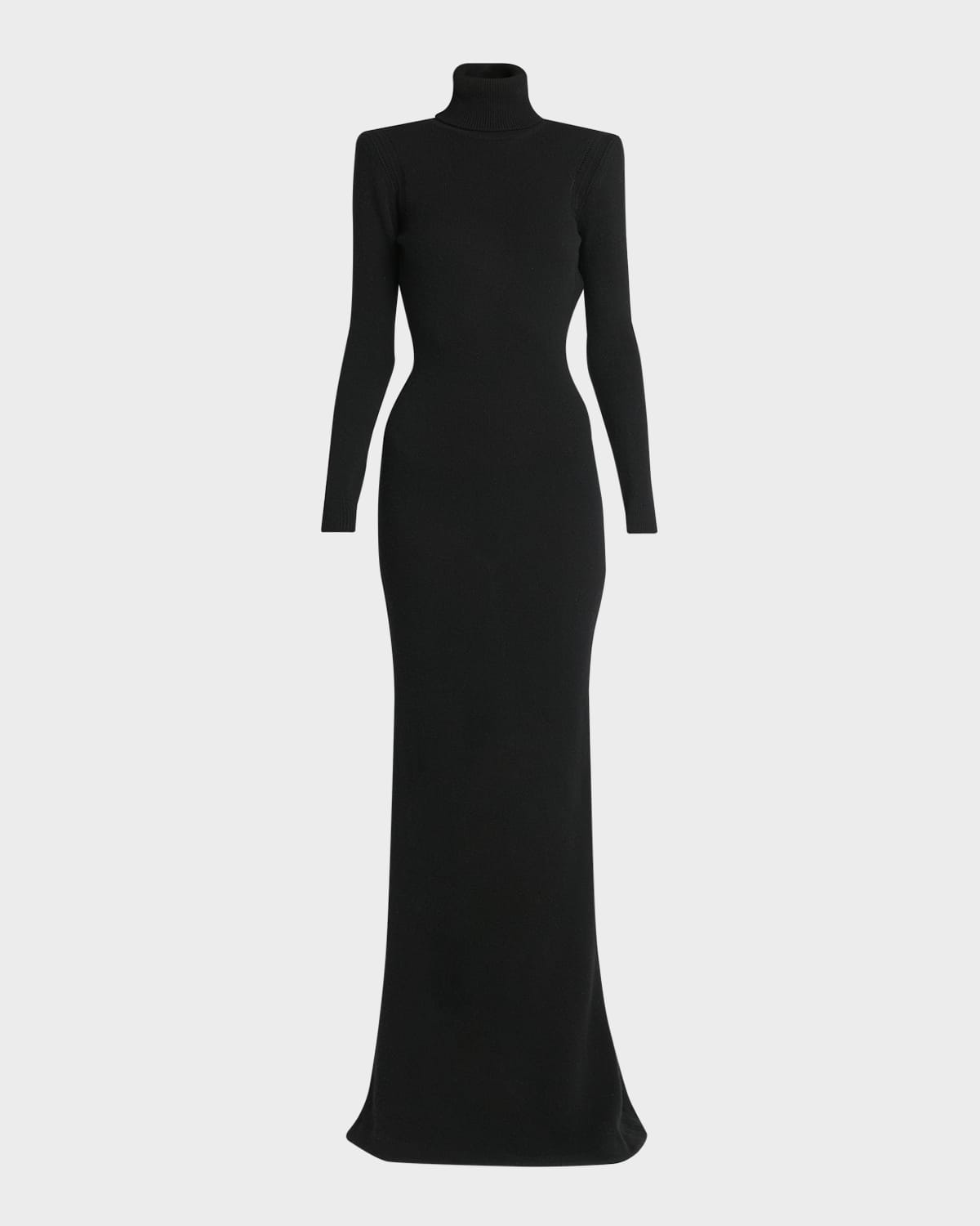 Tom Ford Turtleneck Backless Soft Cashmere Maxi Dress In Black