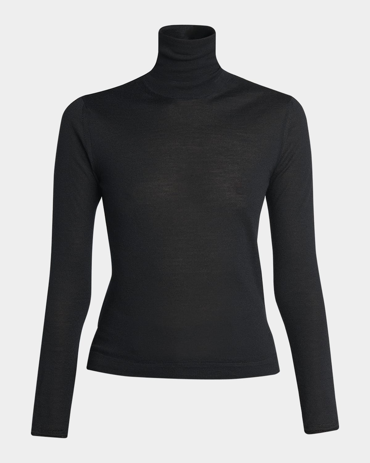 Tom Ford Turtleneck Long-sleeve Fine Cashmere-silk Top In Black