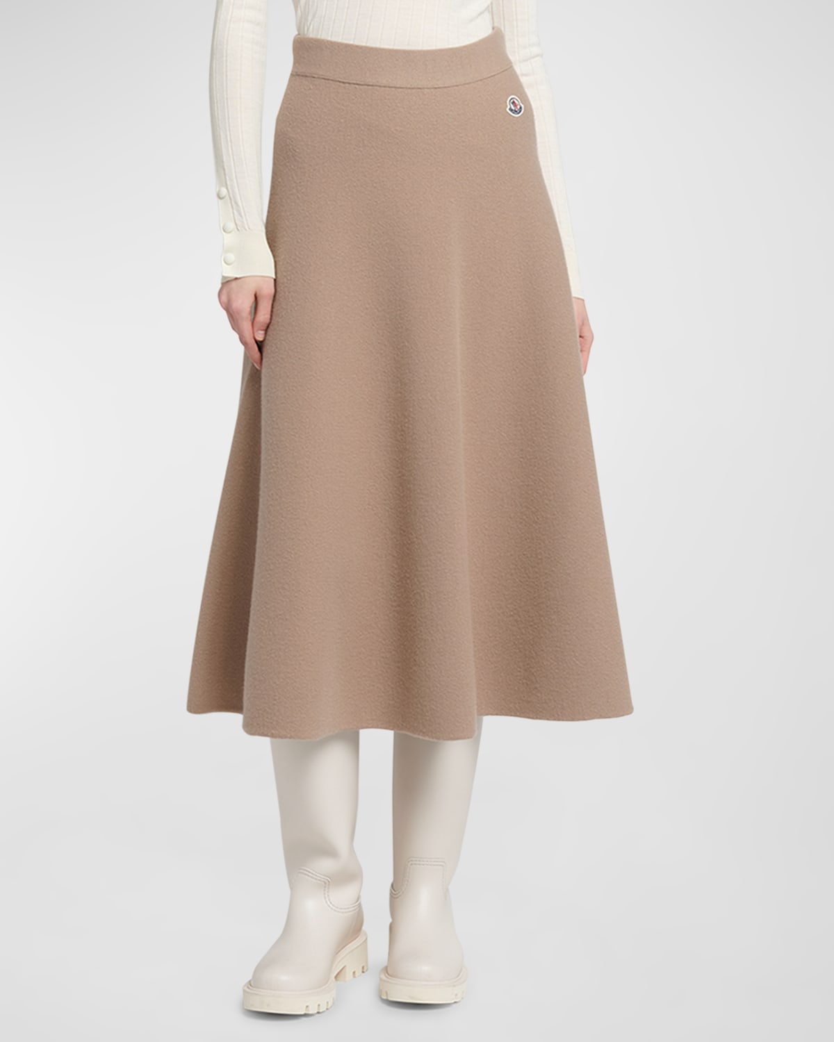 Carded Wool Knit Midi Skirt