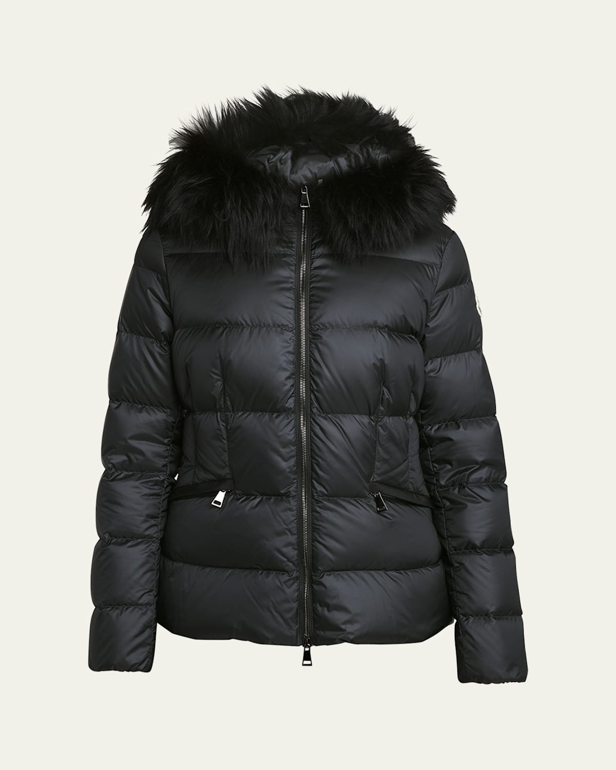 Moncler Boed Down Puffer Jacket With Genuine Shearling Trim
