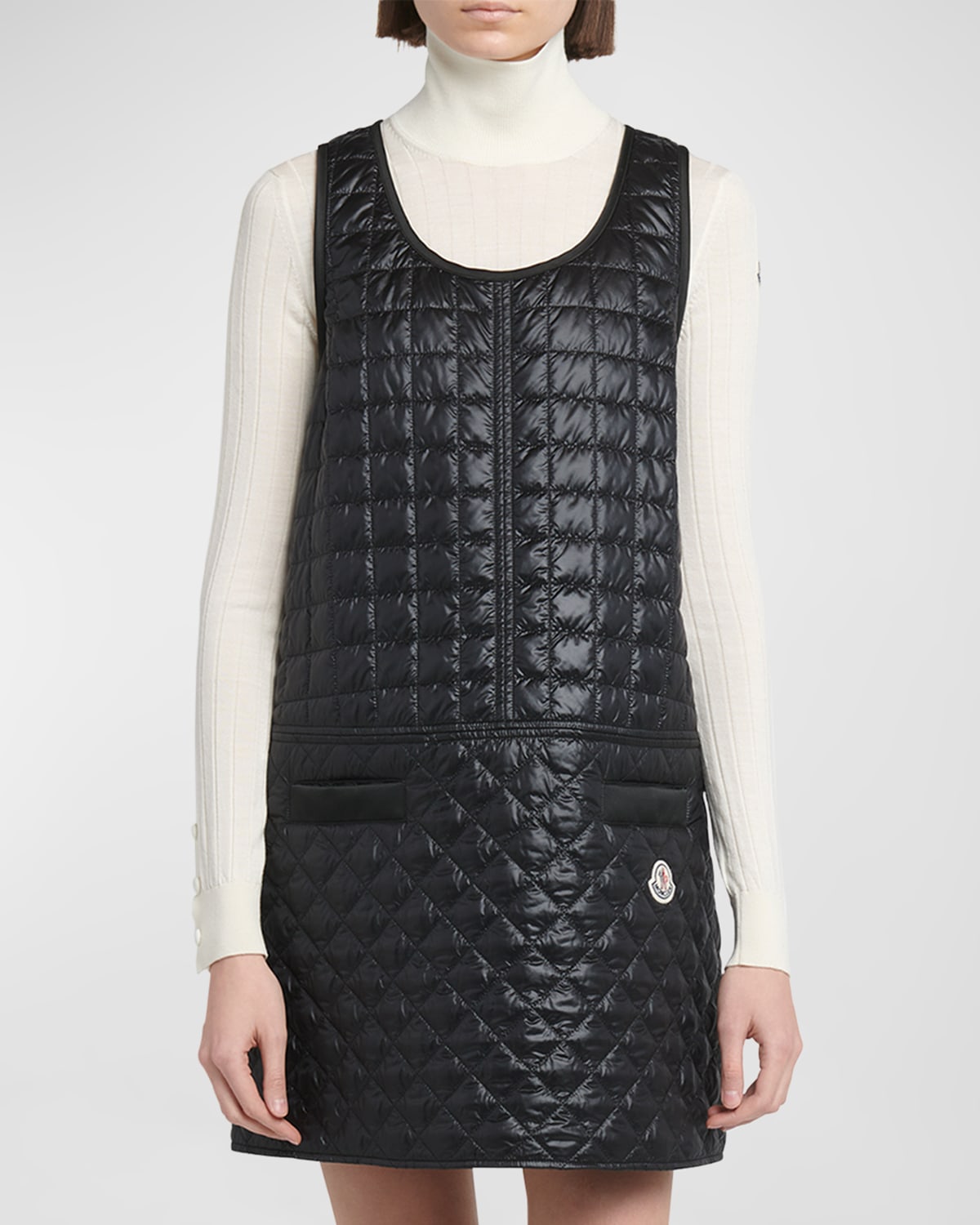 Moncler Quilted Mini Dress In Black