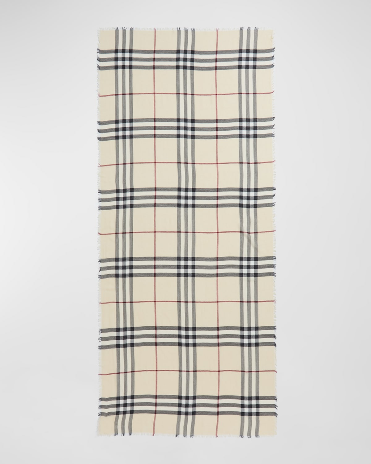 Burberry Giant Check Wool Scarf In Stone