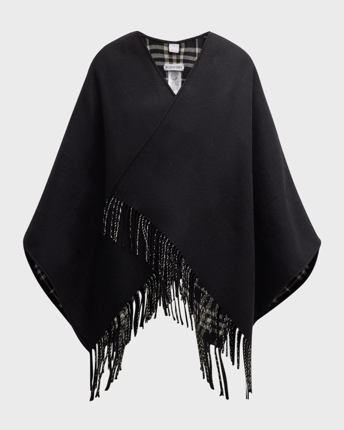 Burberry Charlotte Check Wool Cape In Black Calico Ip Chk