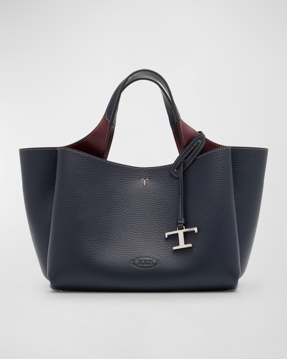 Tod's Calf Leather Tote Bag In Navy