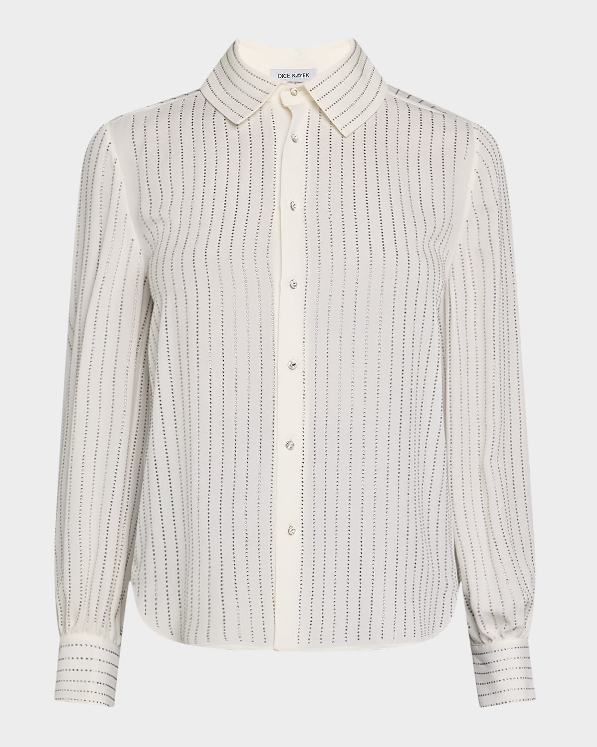 DICE KAYEK STRIPED STRASS SILK BUTTON-DOWN SHIRT 