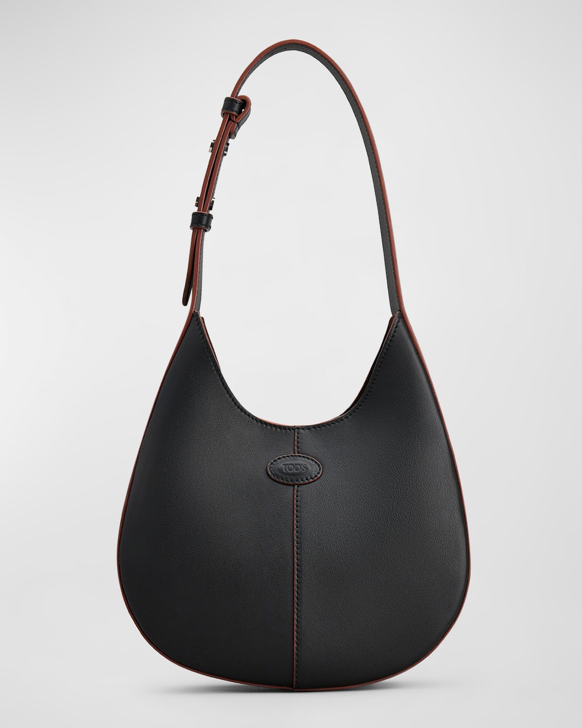 Tod's Black Di Medium Leather Hobo In Nero