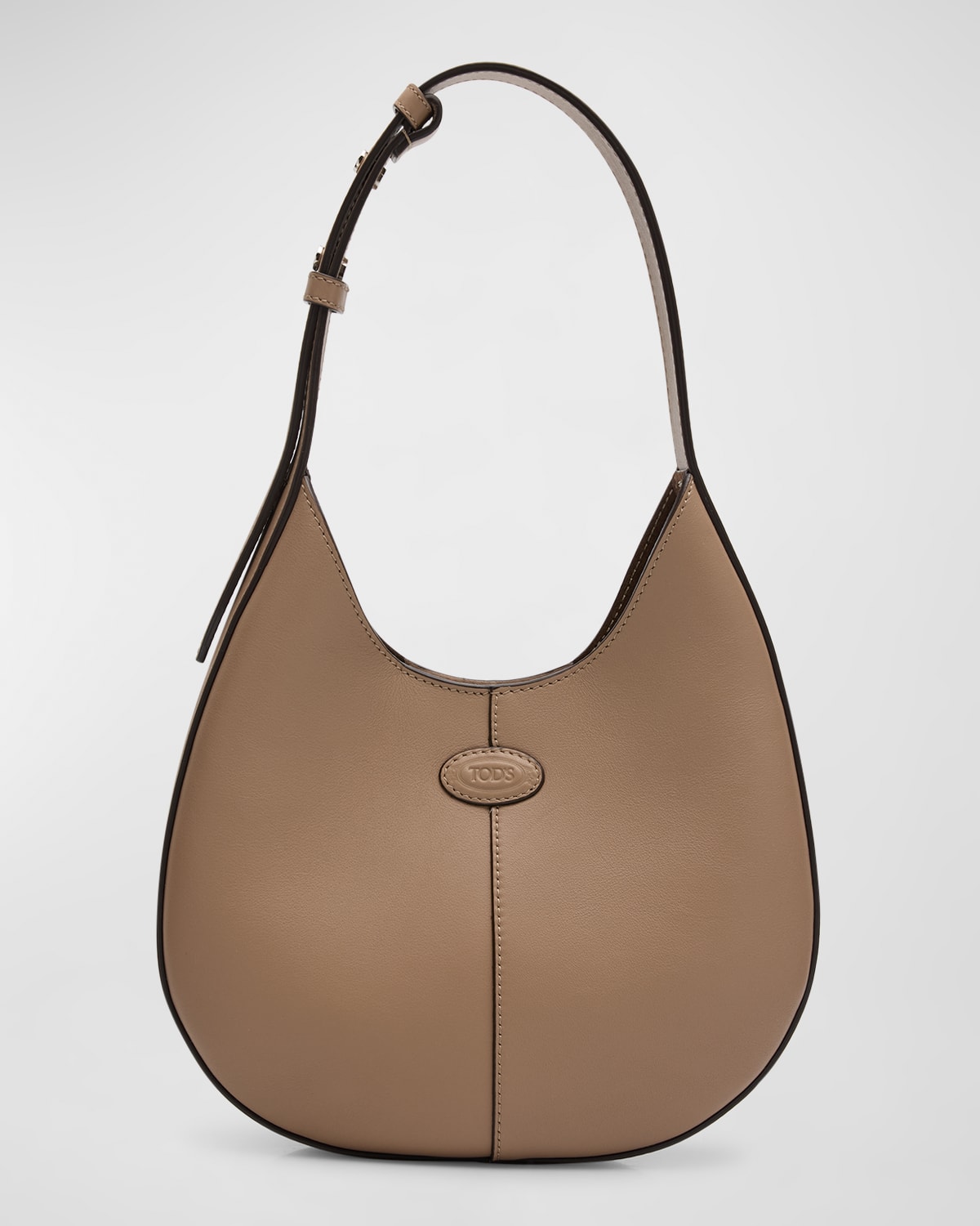 Shop Tod's Di Mini Leather Hobo Bag In Creta Chiaro