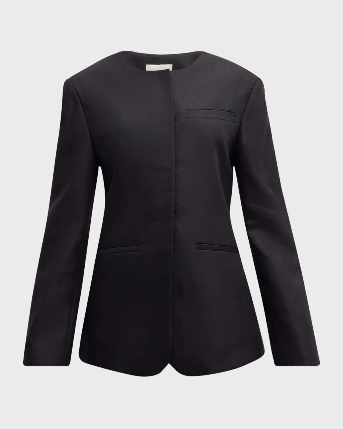 Lavena Single-Breasted Collarless Jacket