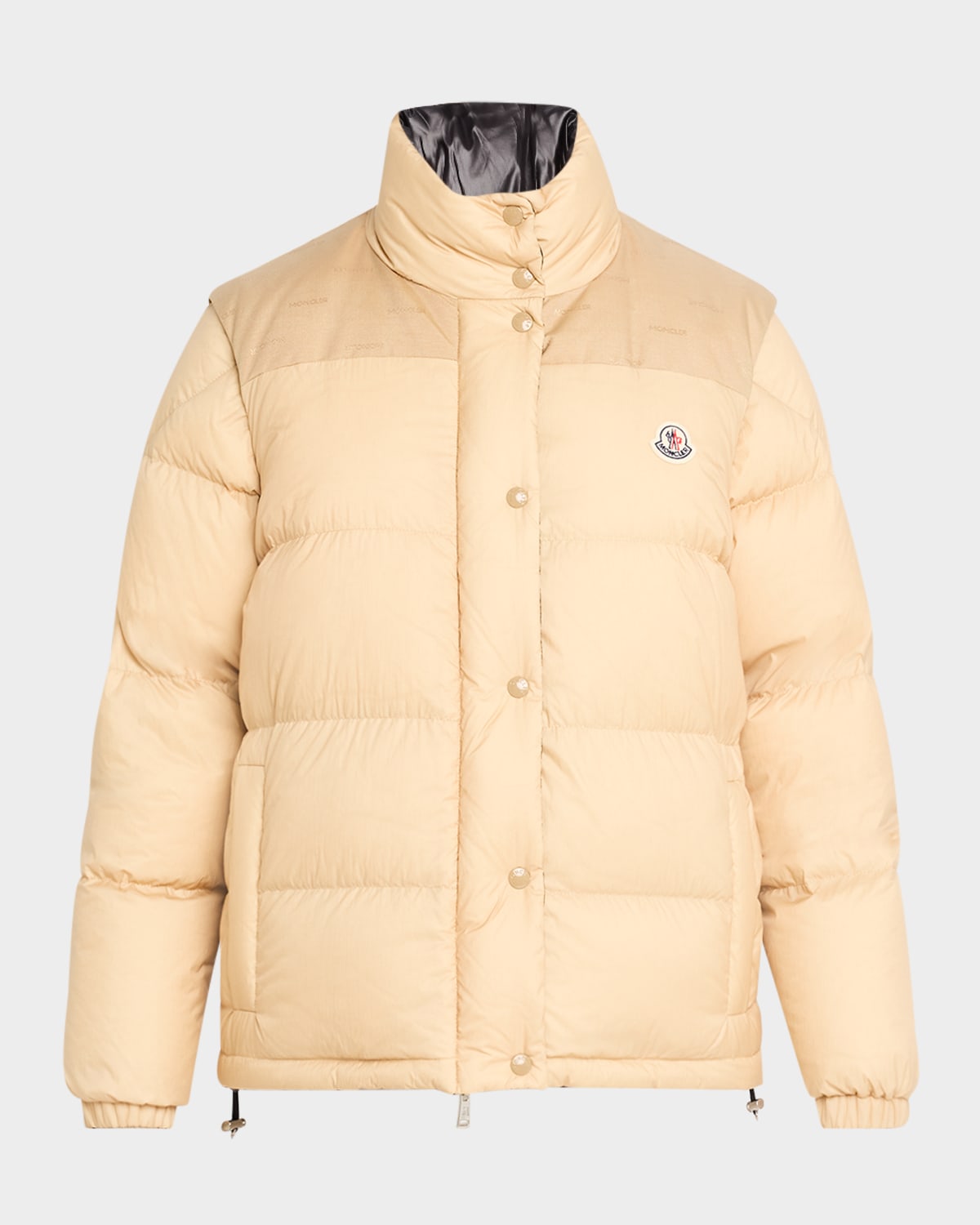 Shop Moncler Verone 1 Stand-collar Puffer Jacket In Natural