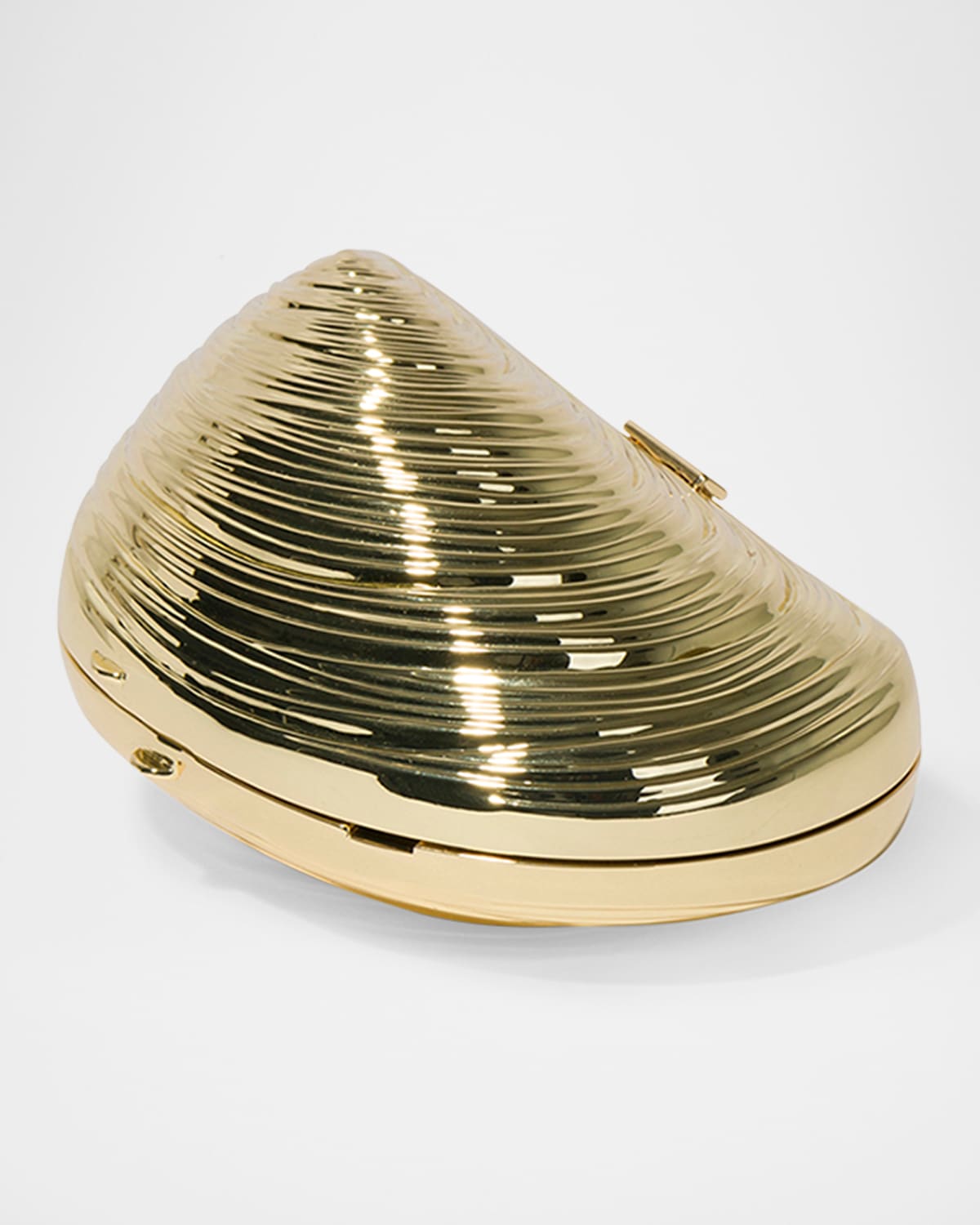 Simkhai Bridget Mini Metal Oyster Shell Clutch Bag In Gold