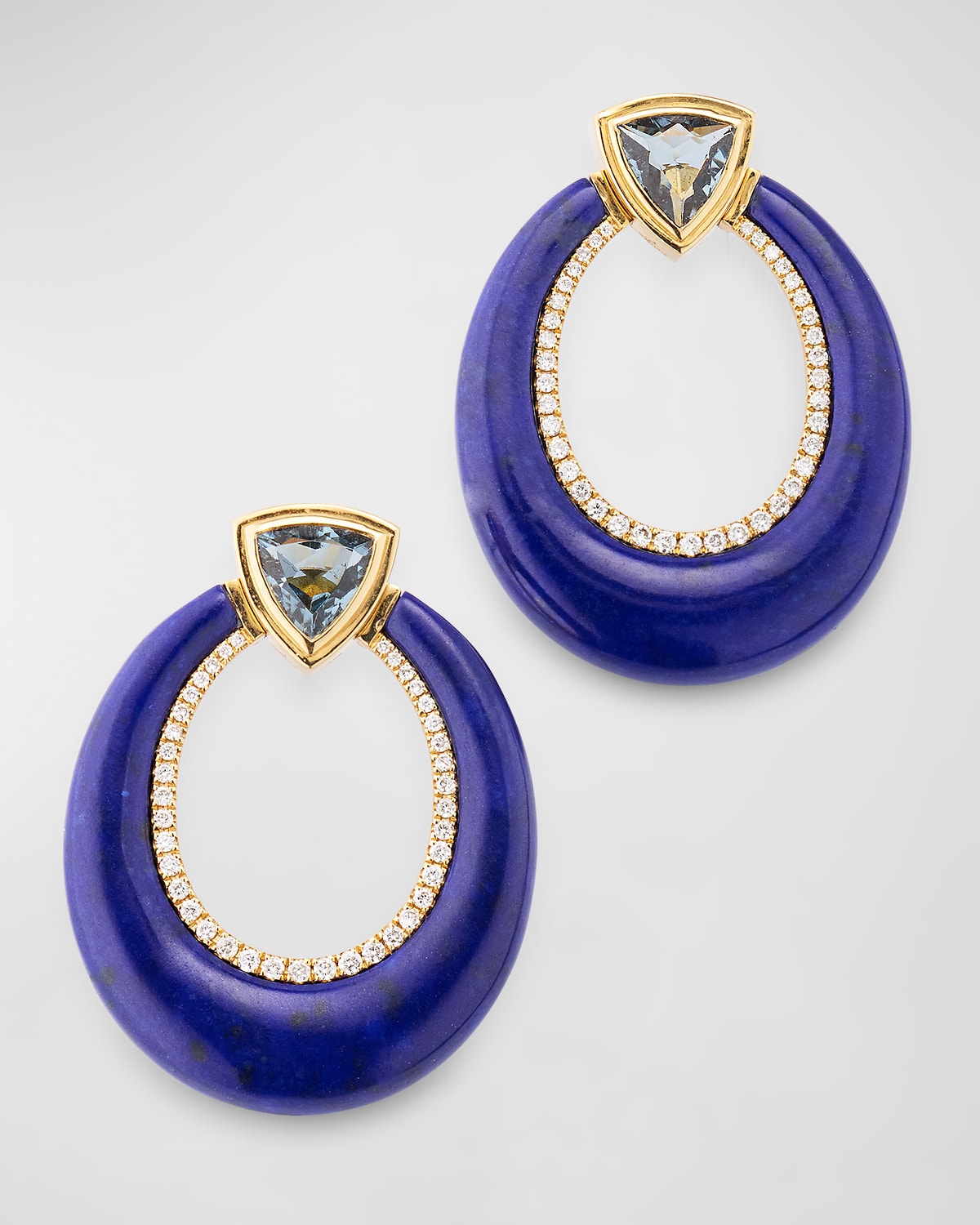 Sorellina 18k Yellow Gold Lapis And Blue Tourmaline Earrings With Gh-si Diamonds In Purple