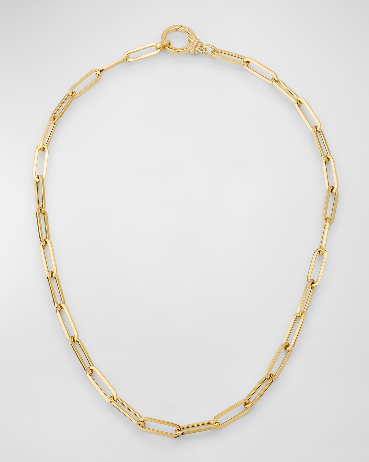 18K Yellow Gold Paperclip Chain Necklace with Diamonds