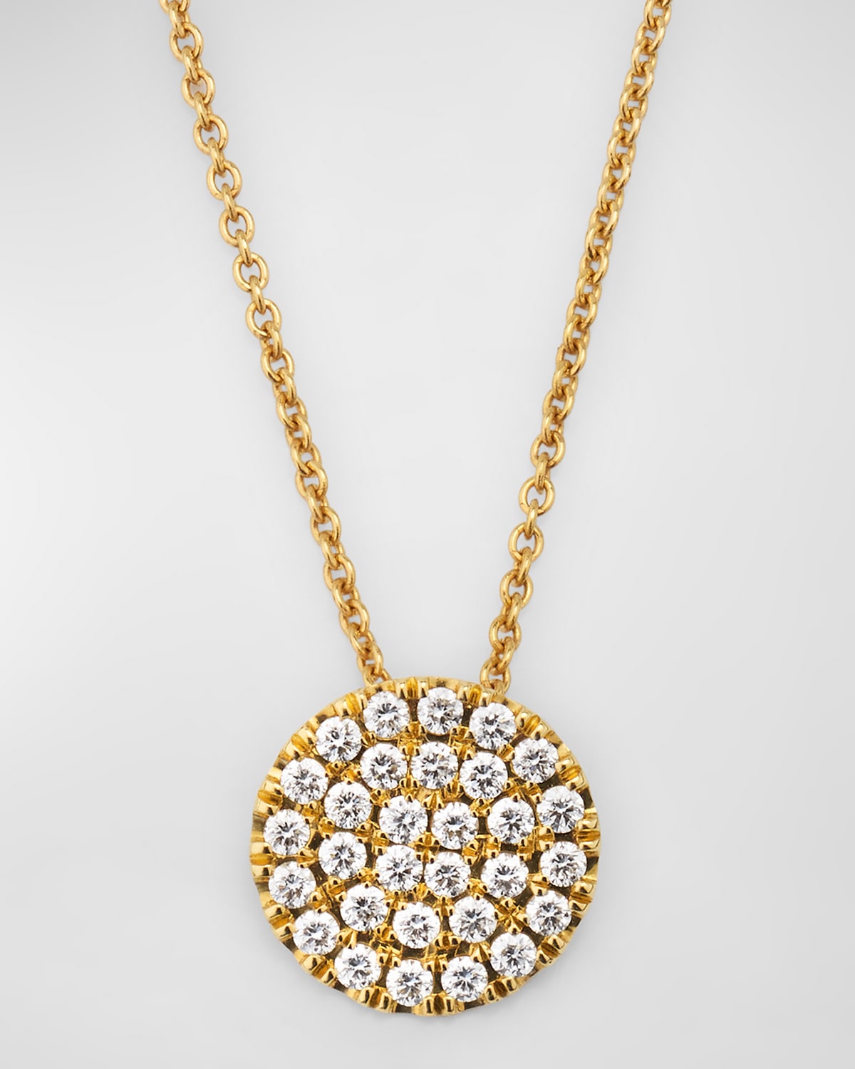 Sparkle 18K Yellow Gold Petite Diamond Disc Pendant Necklace