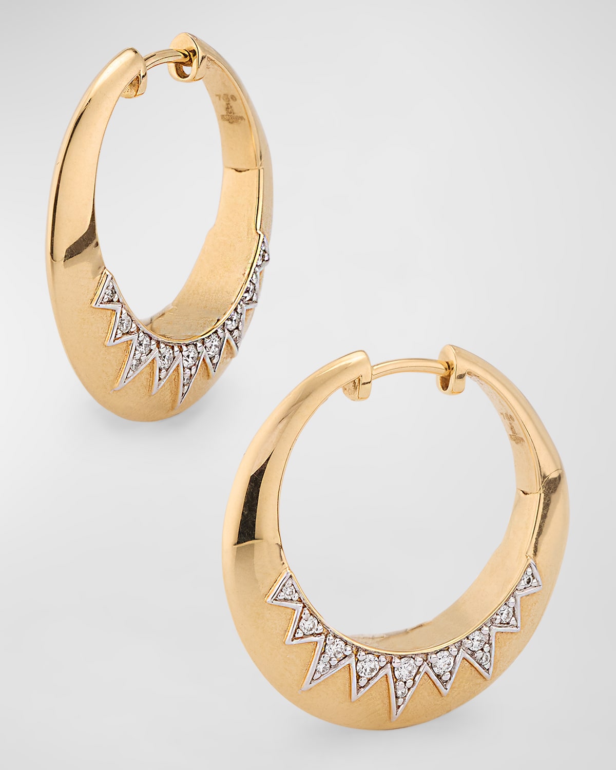18K Yellow Gold Huggie Earrings with GH-SI Diamonds, 22mm