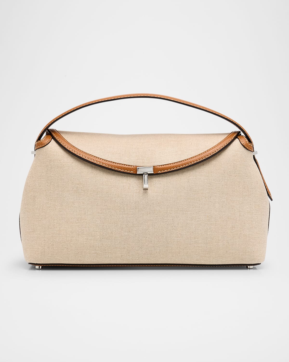 Totême T-lock Canvas Top-handle Bag In Ecru/tan