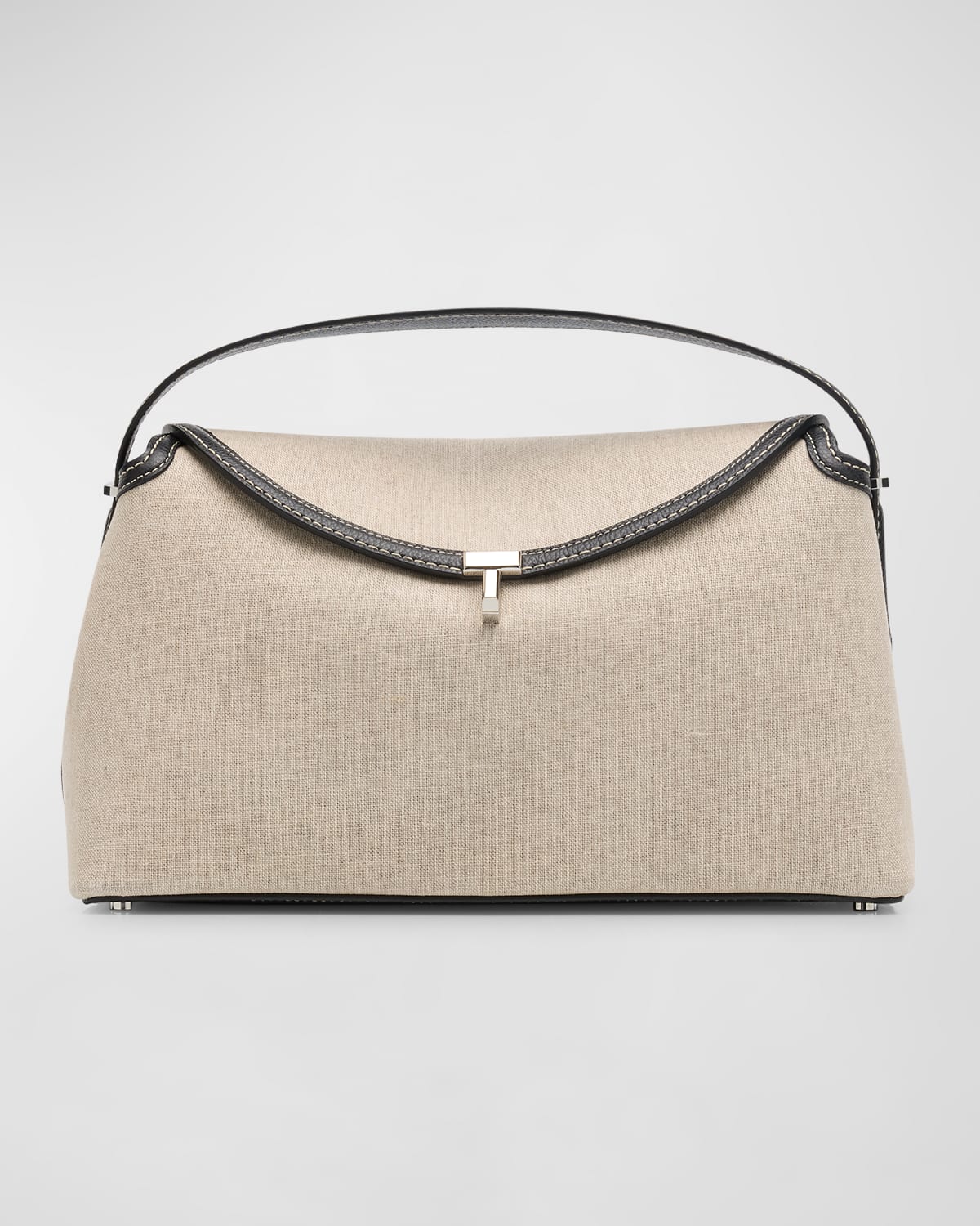 Totême T-lock Canvas Top-handle Bag In Ecru/black
