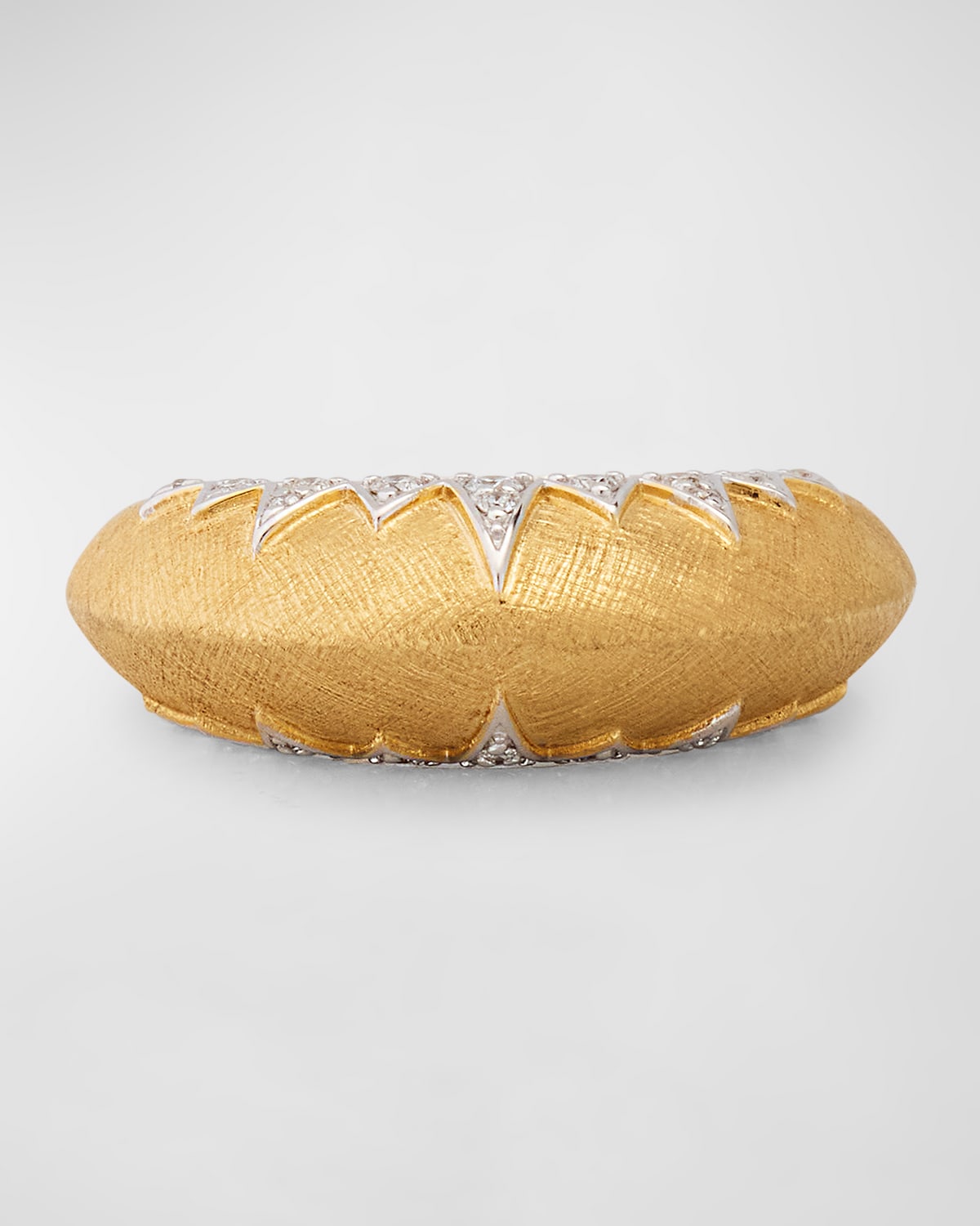 Sorellina 18k Yellow Gold Florentine Ring With White Rhodium Over Gh-si Diamonds