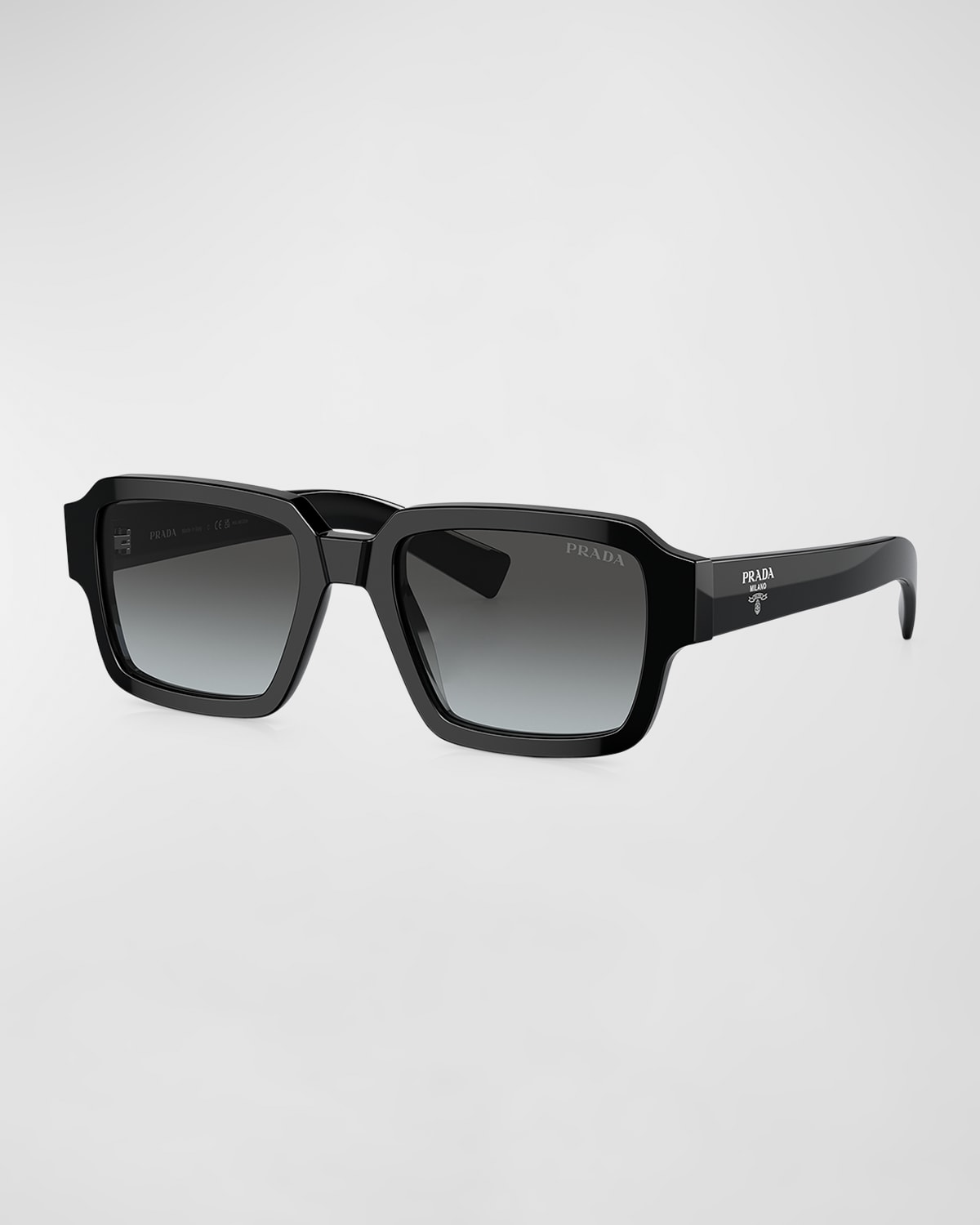 Prada Men's Pr 02zsf Acetate Square Sunglasses In Black