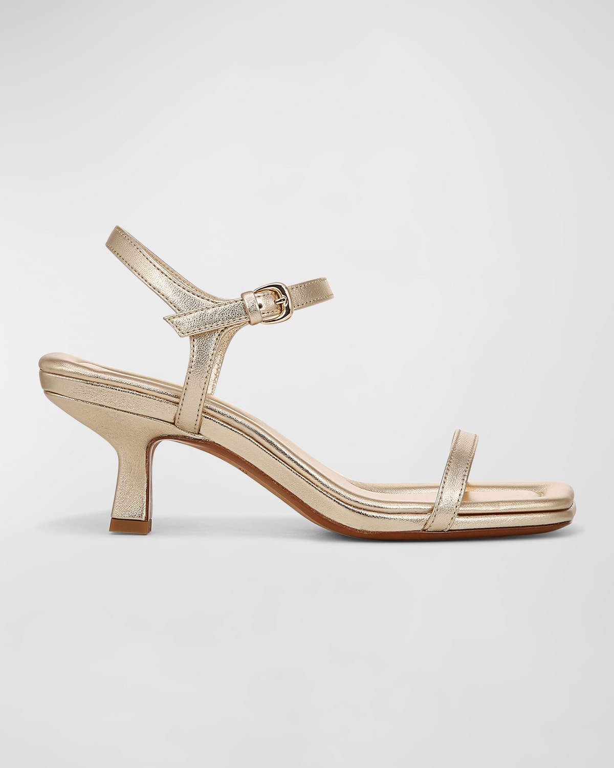 Shop Vince Coco Metallic Leather Kitten-heel Sandals In Champagne Gold Leather