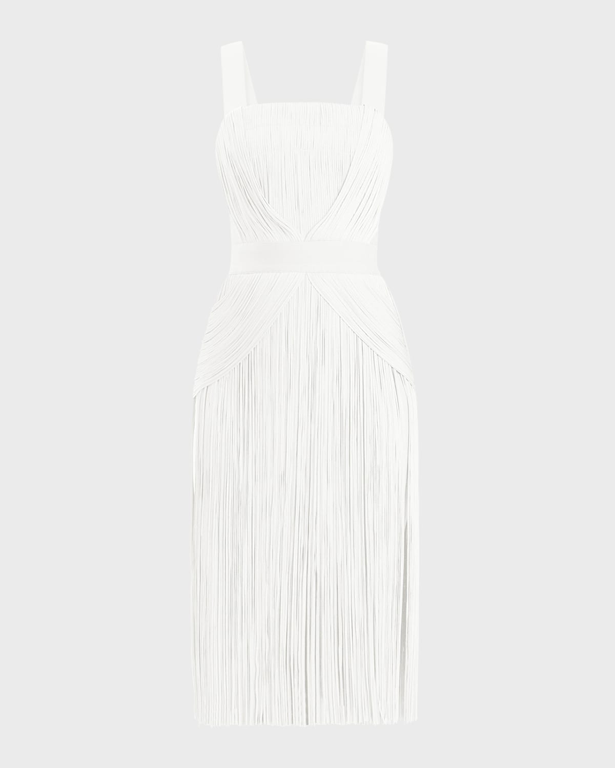 Herve Leger Marion Fringe Dress In Alabaster