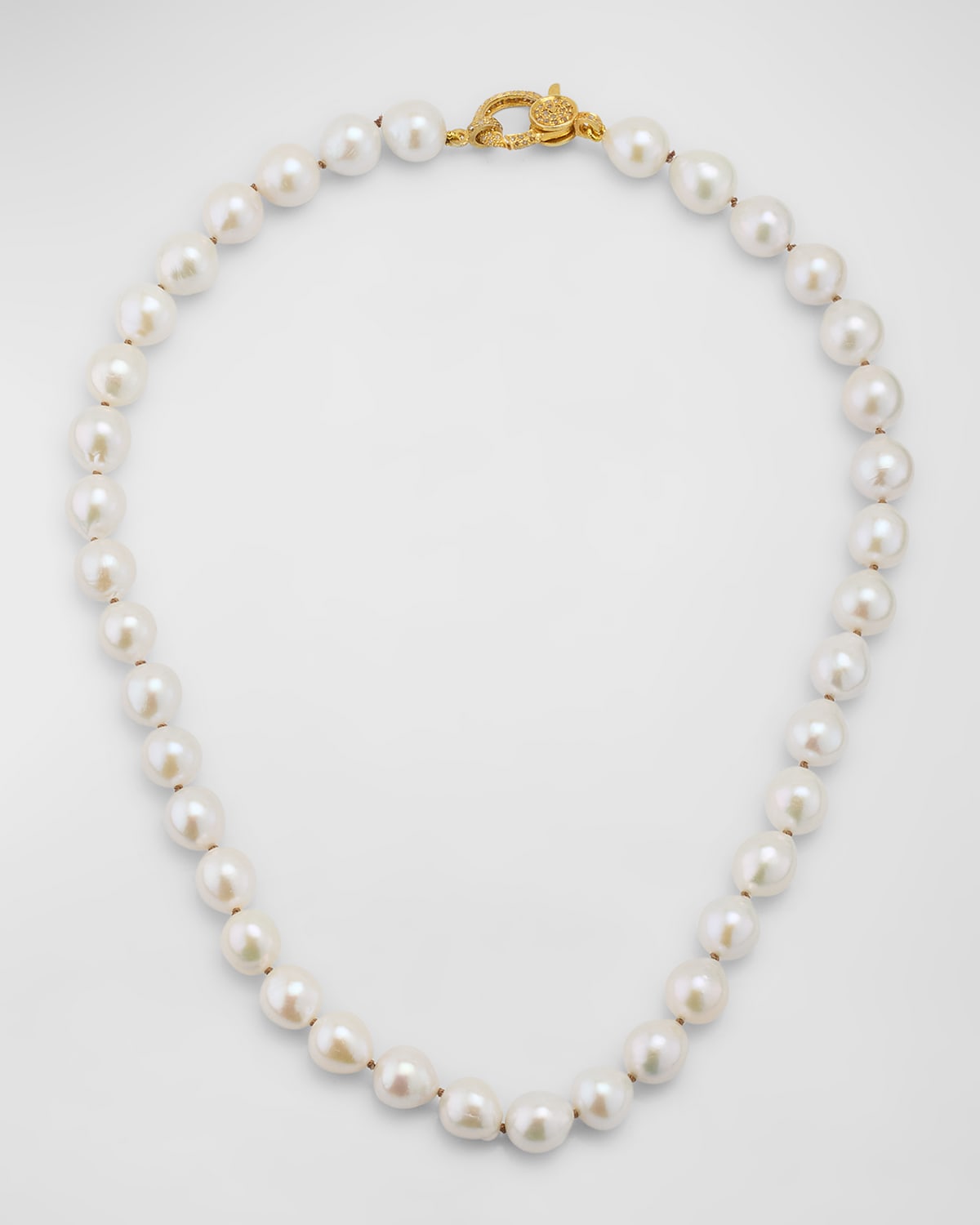 White Edison Freshwater Pearl Necklace with Diamond Clasp, 18"L