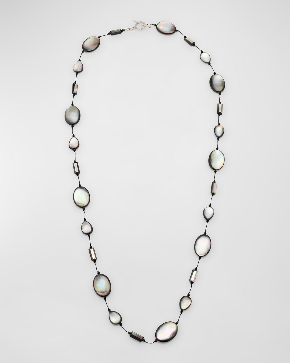 Tahitian Mother of Pearl Combination Necklace in Sterling Silver, 35"L