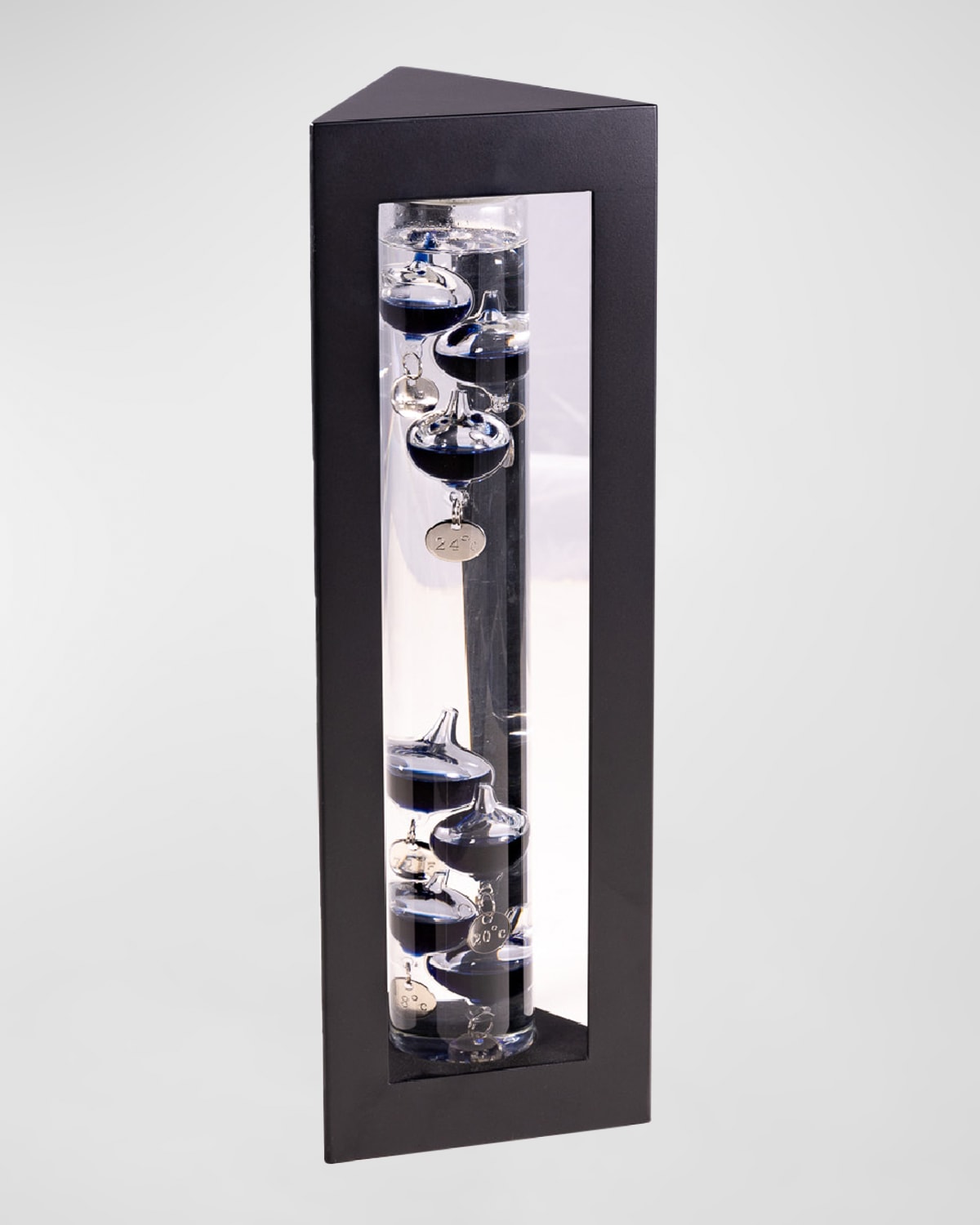 Bey-berk Galileo Thermometer With Black Weights, 13"l In Gray