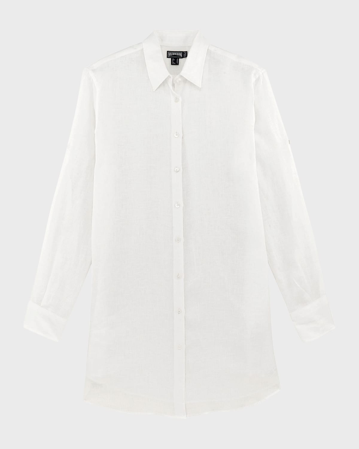 Shop Vilebrequin Linen Mini Shirtdress In Blanc